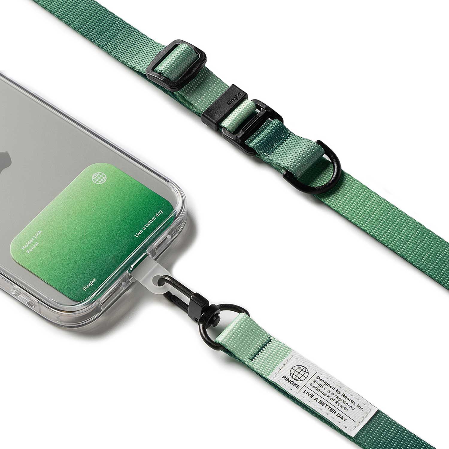 CORREA RINGKE HOLDER LINK SNAP HOOK AJUSTABLE VERDE FOREST - 1