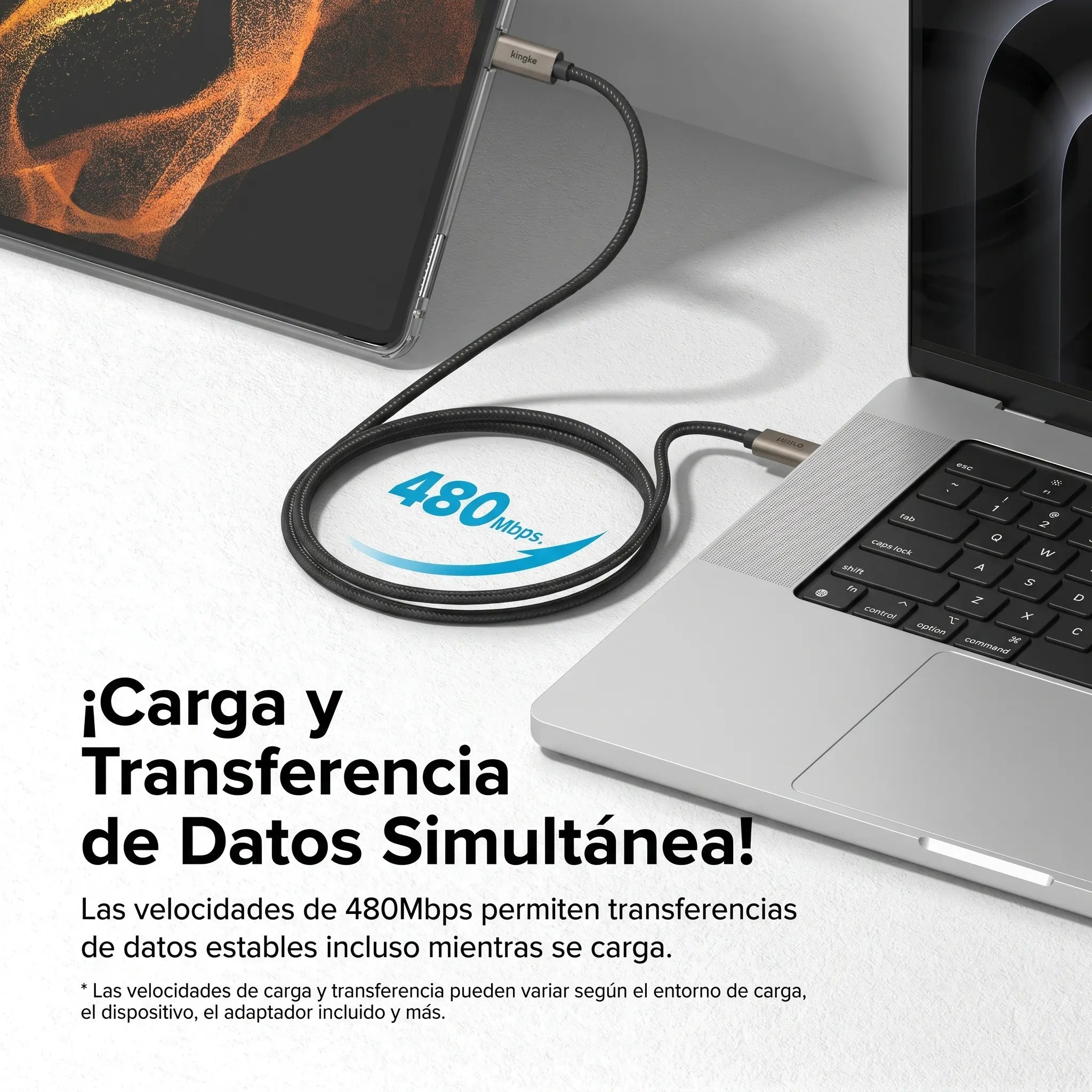 CARGADOR RINGKE CARGA RÁPIDA 12W TRENZADO NYLON TIPO C A C 1 METRO - 6
