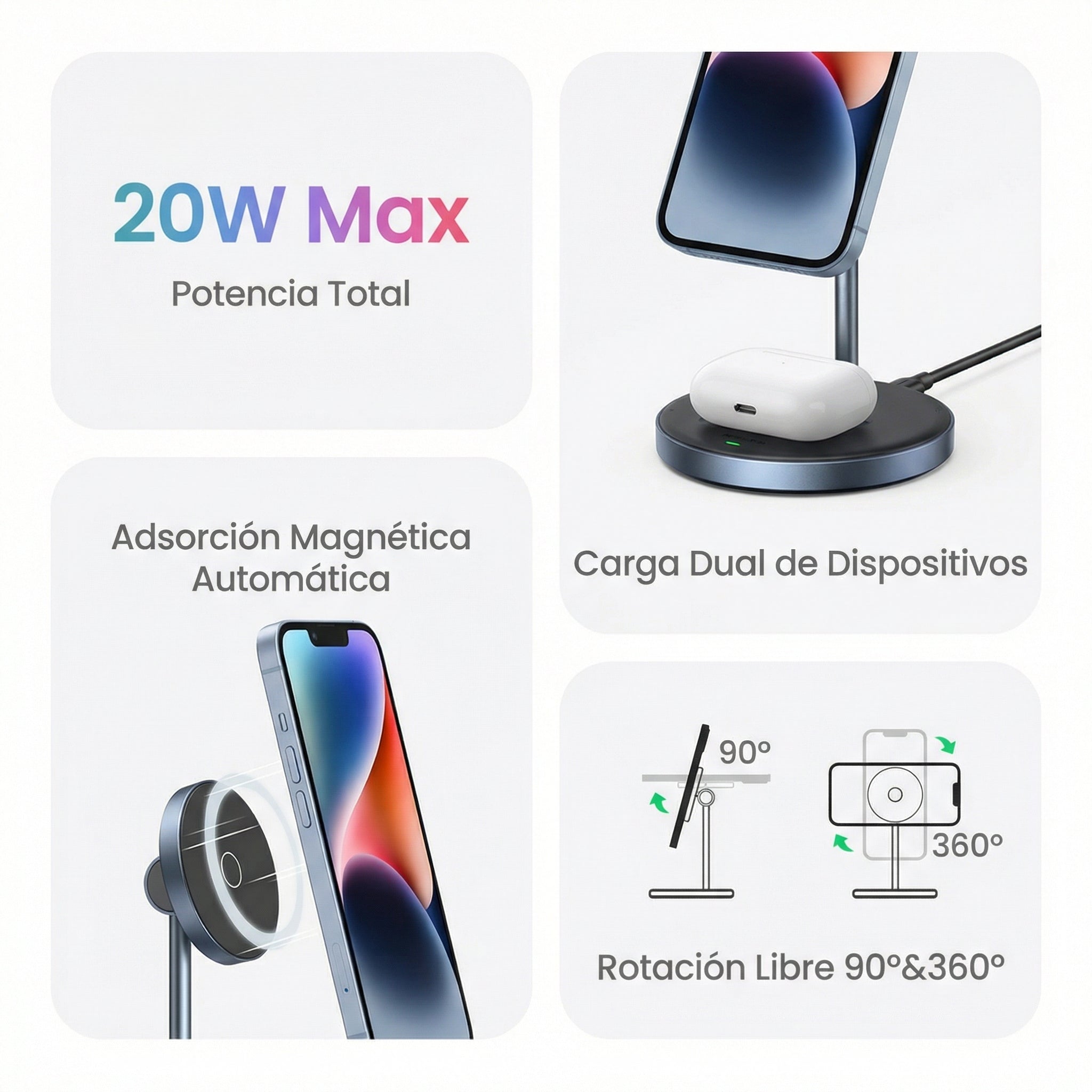 CARGADOR INALÁMBRICO 2 EN 1 UGREEN 90668 - 4