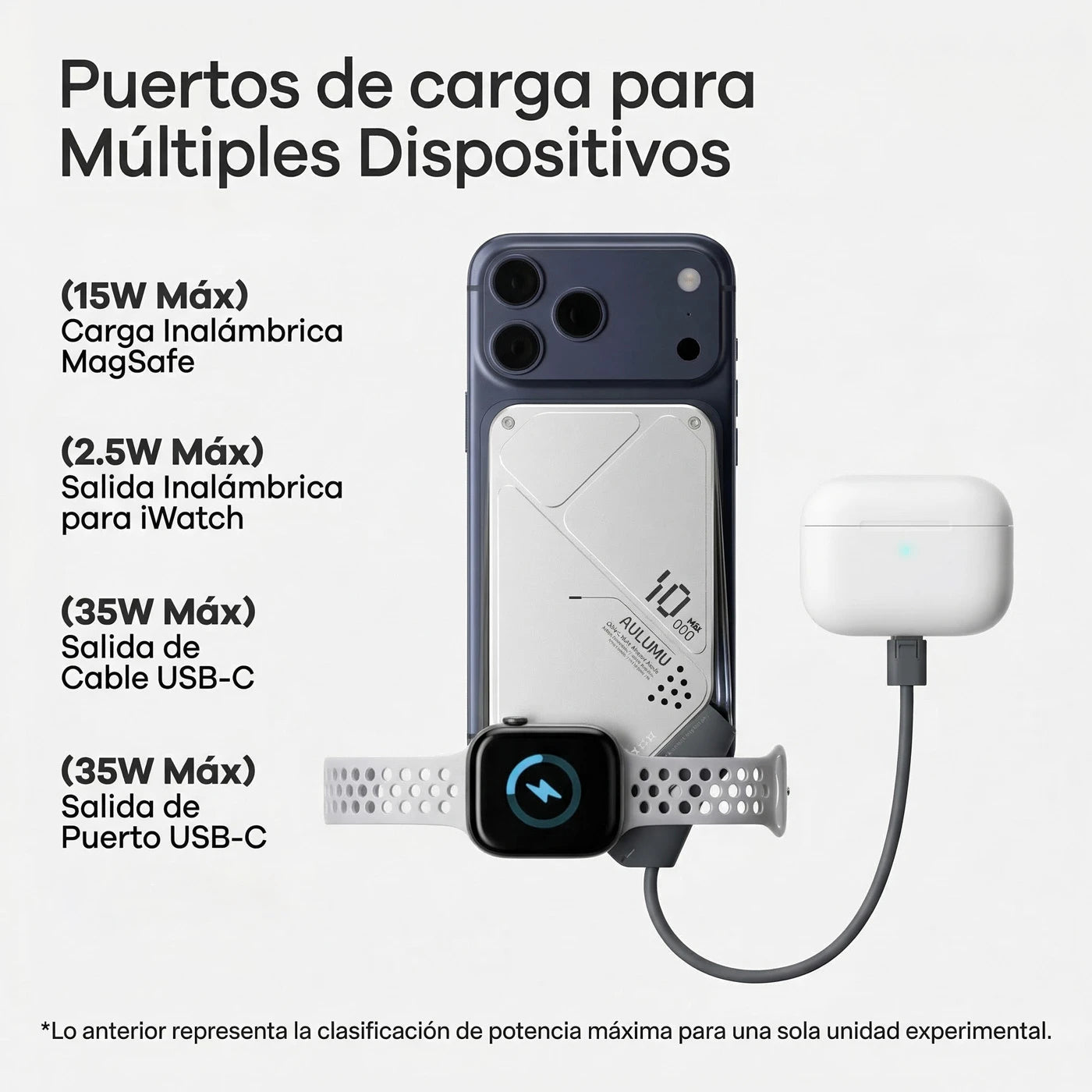 POWER BANK AULUMU M10 10000MAH MAGSAFE 15W USB-C 35W APPLE WATCH - 5