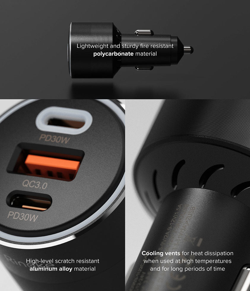 CARGADOR PARA AUTO RINGKE 3PORTS CARGA RÁPIDA 84W - 2