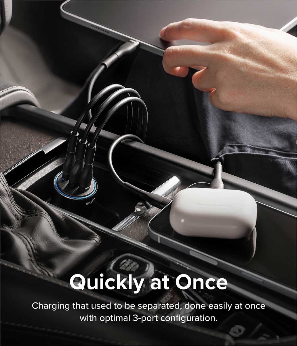 CARGADOR PARA AUTO RINGKE 3PORTS CARGA RÁPIDA 84W - 5