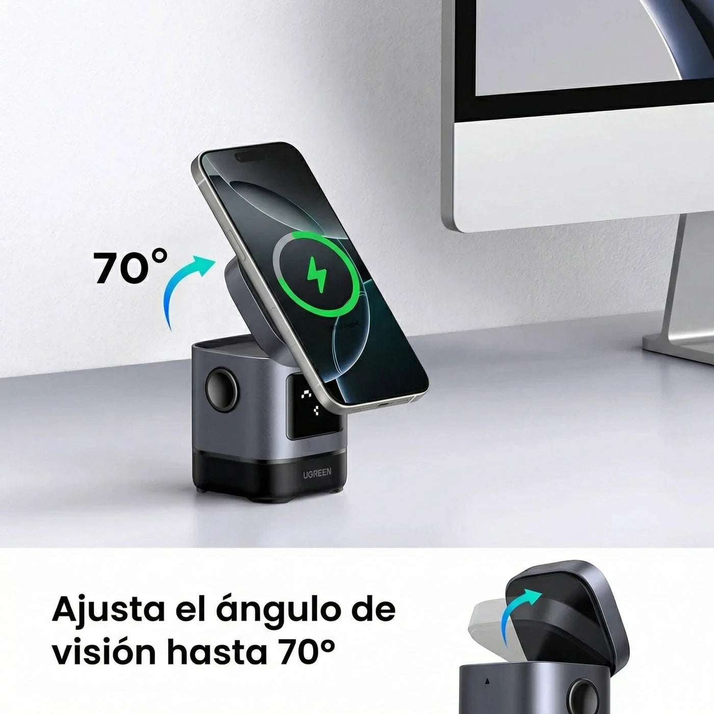 ESTACIÓN DE CARGA UGREEN UNO 2 EN 1 QI2 15W MAGSAFE - 5