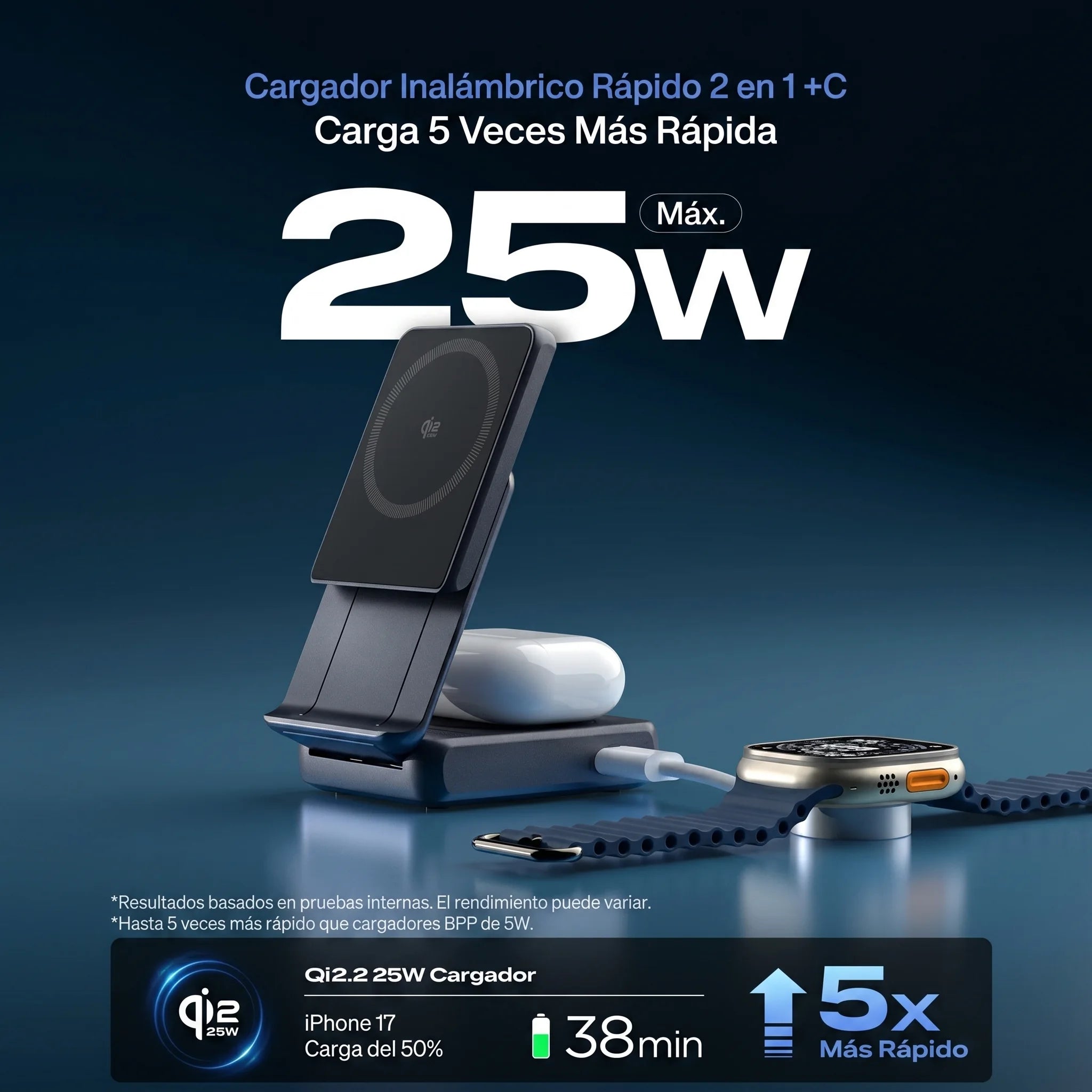 SPIGEN CARGADOR INALÁMBRICO MAGNÉTICO 2 EN 1 QI2.2 25W - 2