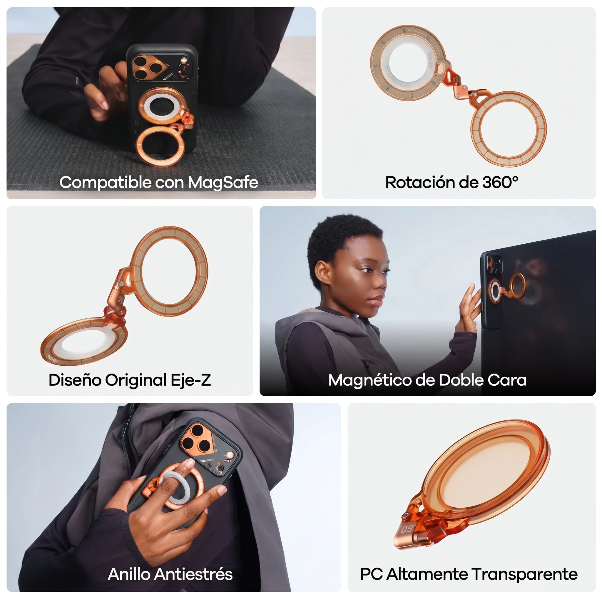 AULUMU G09 GHOST SOPORTE MAGSAFE 360° ORANGE - 6