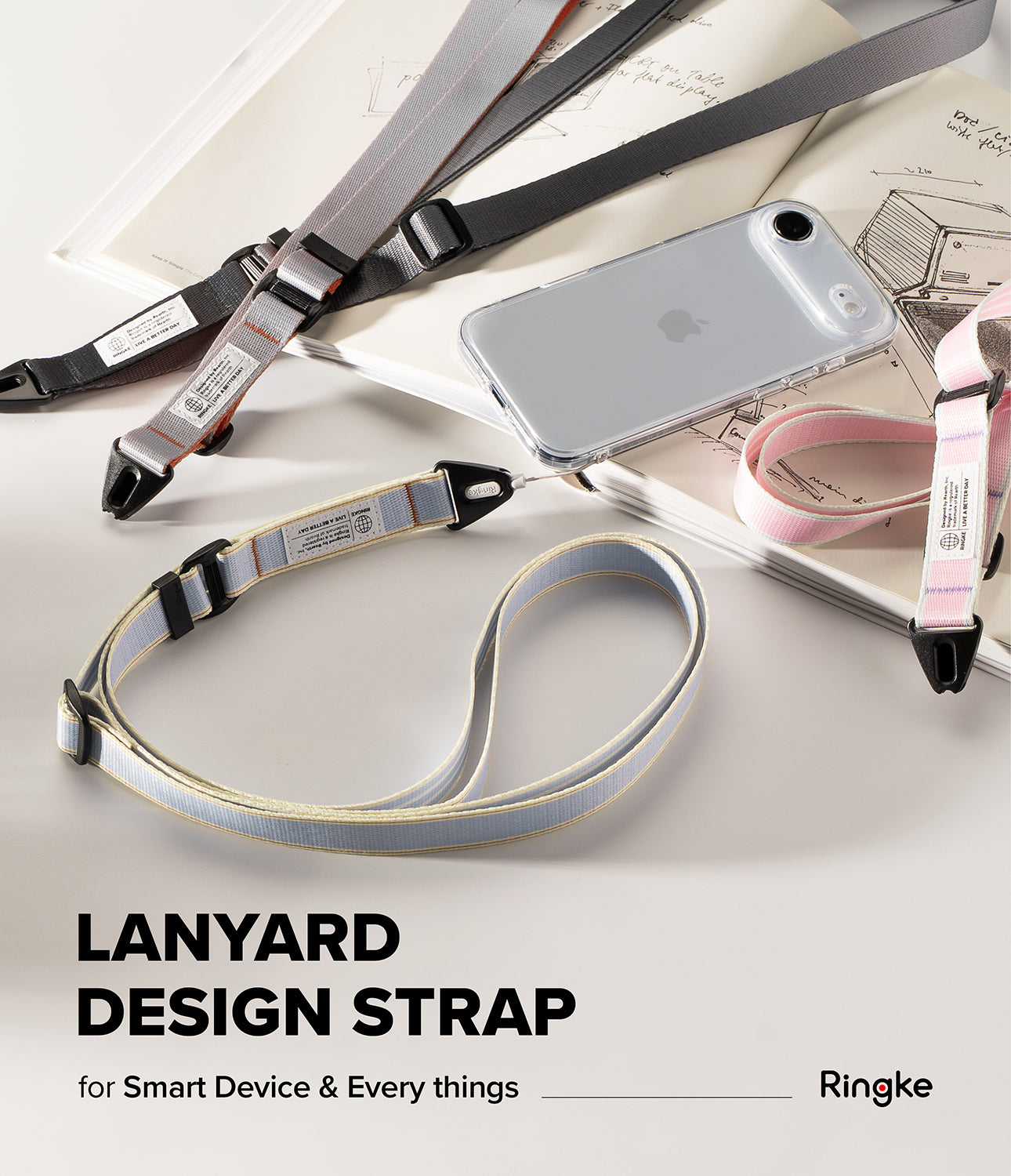 CORREA RINGKE LANYARD DESIGN STRAP NARANJA PARA CELULAR - 2