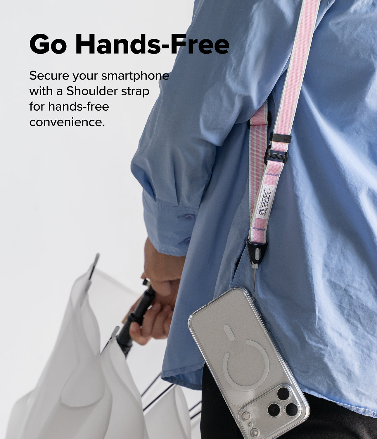 CORREA RINGKE LANYARD DESIGN STRAP STRIPE ROSADO PARA CELULAR - 3