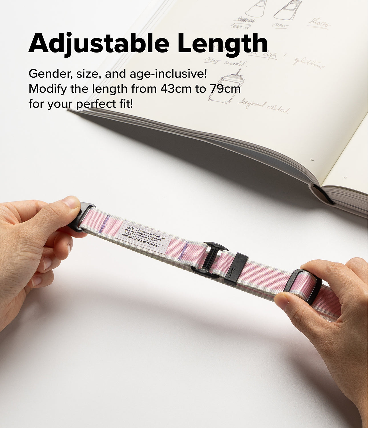 CORREA RINGKE LANYARD DESIGN STRAP STRIPE ROSADO PARA CELULAR - 5
