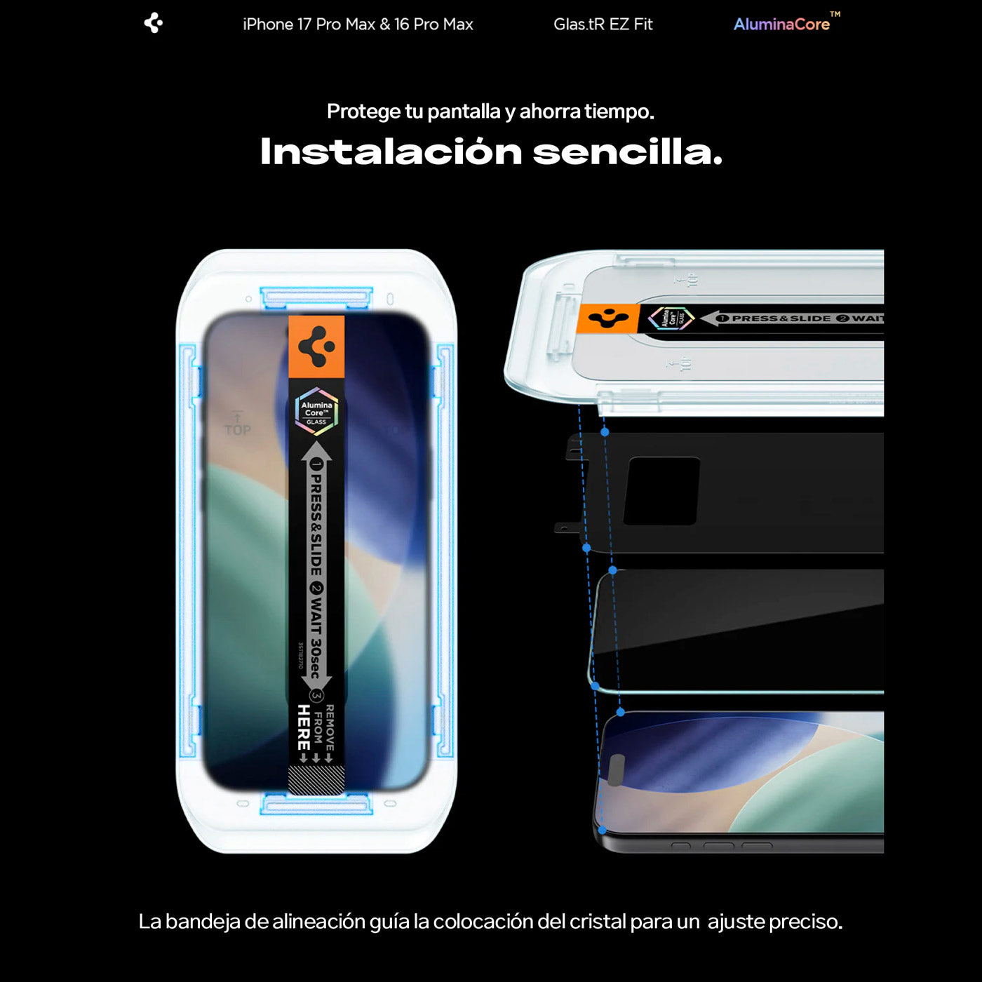 PROTECTOR DE PANTALLA SPIGEN EZ FIT GLAS.TR S.P. IPHONE 17 PRO / 17 / 16 PRO 2 UND - 5