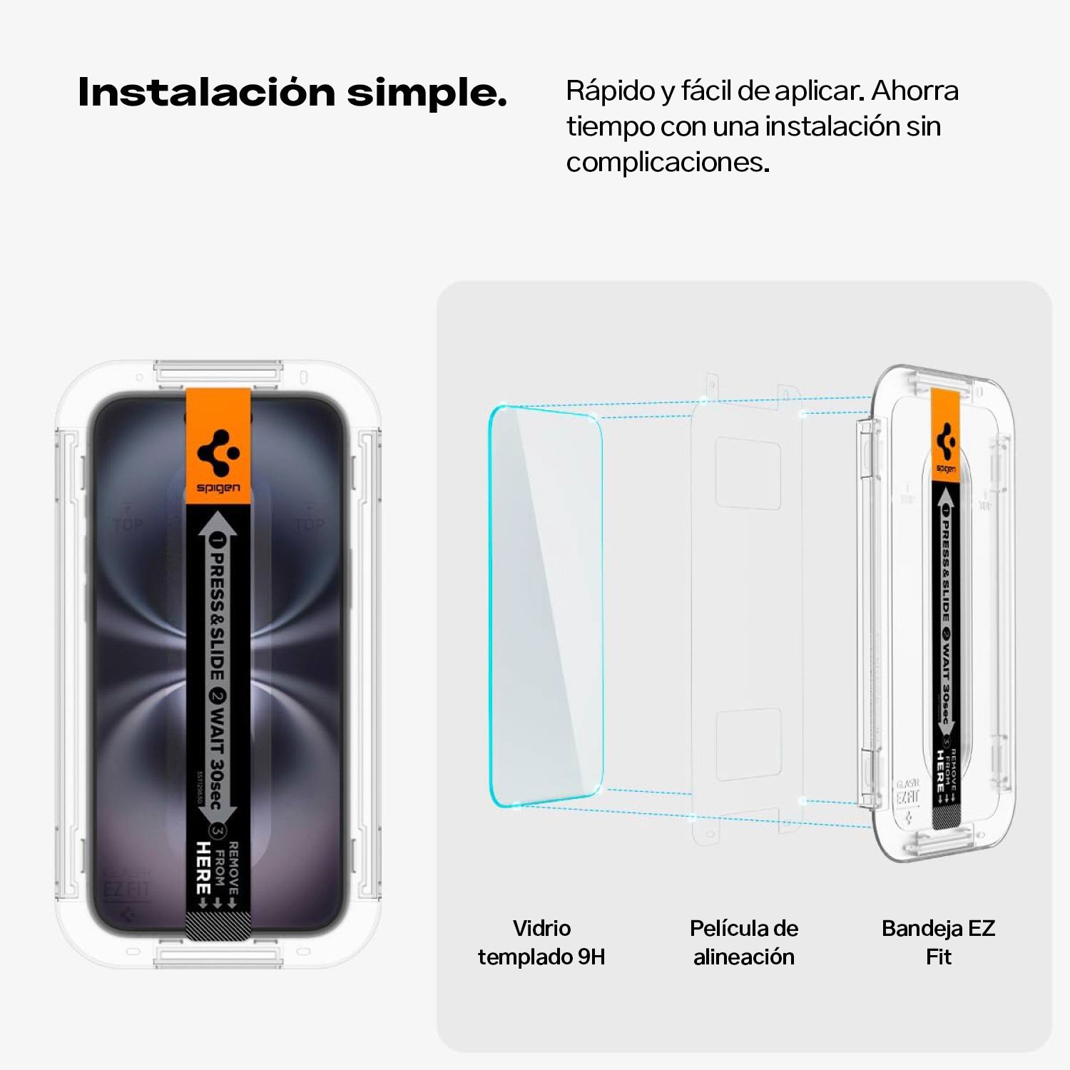 SPIGEN GLAS.TR EZ FIT PROTECTOR DE PANTALLA PARA IPHONE 16 PLUS / 15 PLUS 2 UND - 7