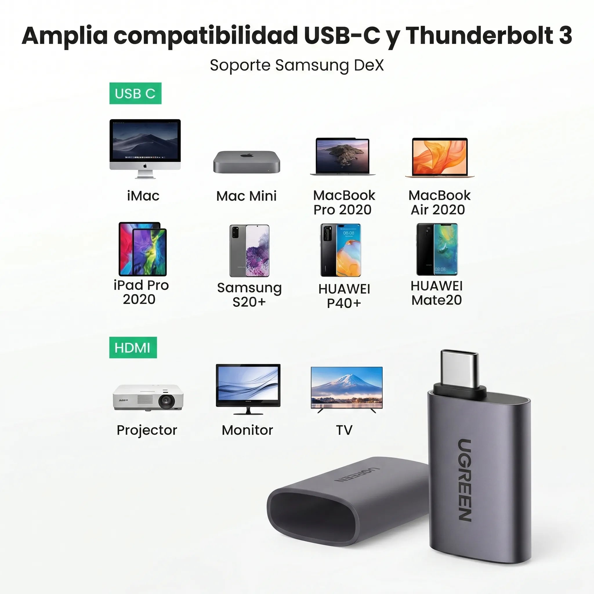 UGREEN ADAPTADOR USB C A HDMI 4K 60HZ US320 PARA MONITOR Y TV - 6