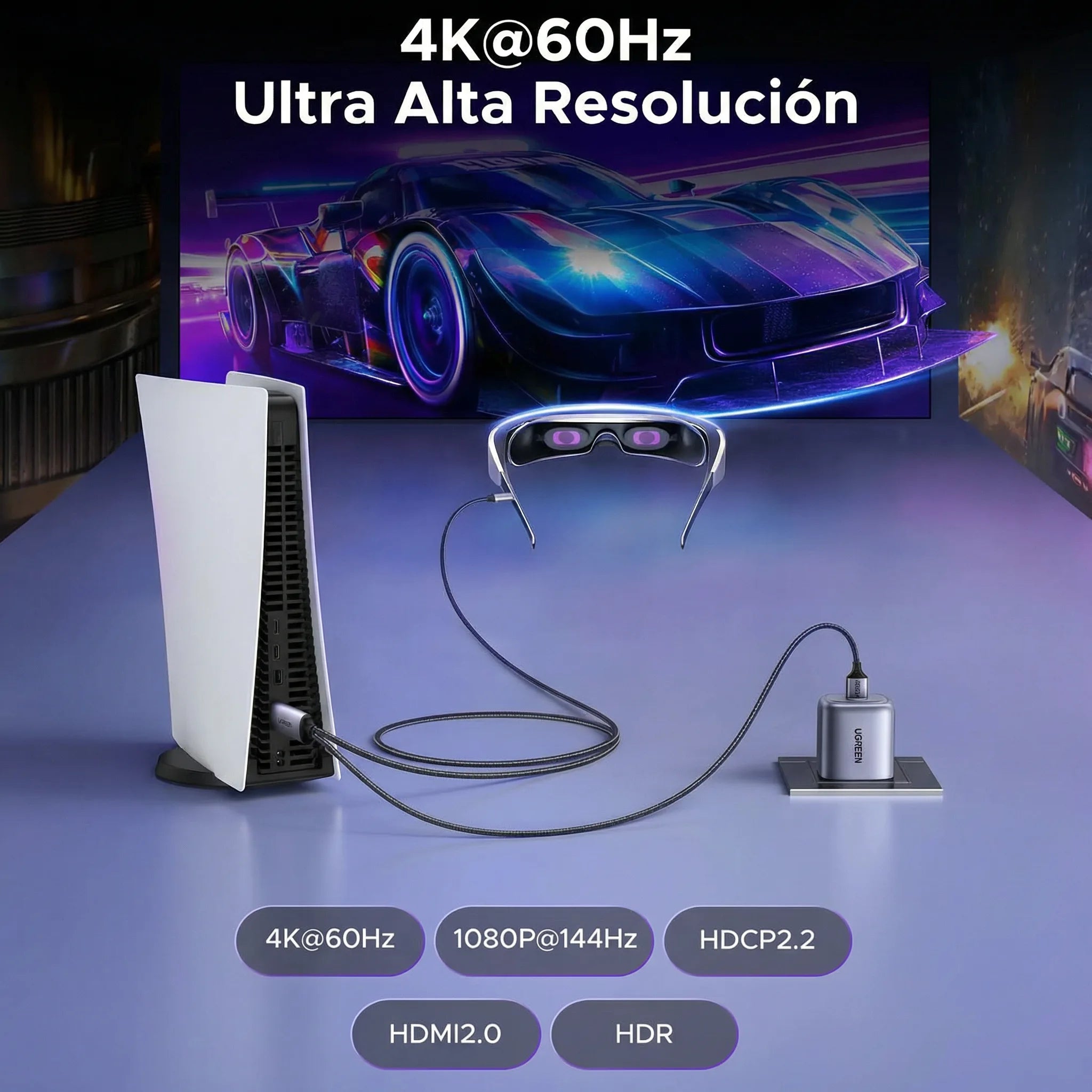 UGREEN HDMI TO USB C 4K 60HZ 2 METER CABLE WITH USB POWER CABLE - 3