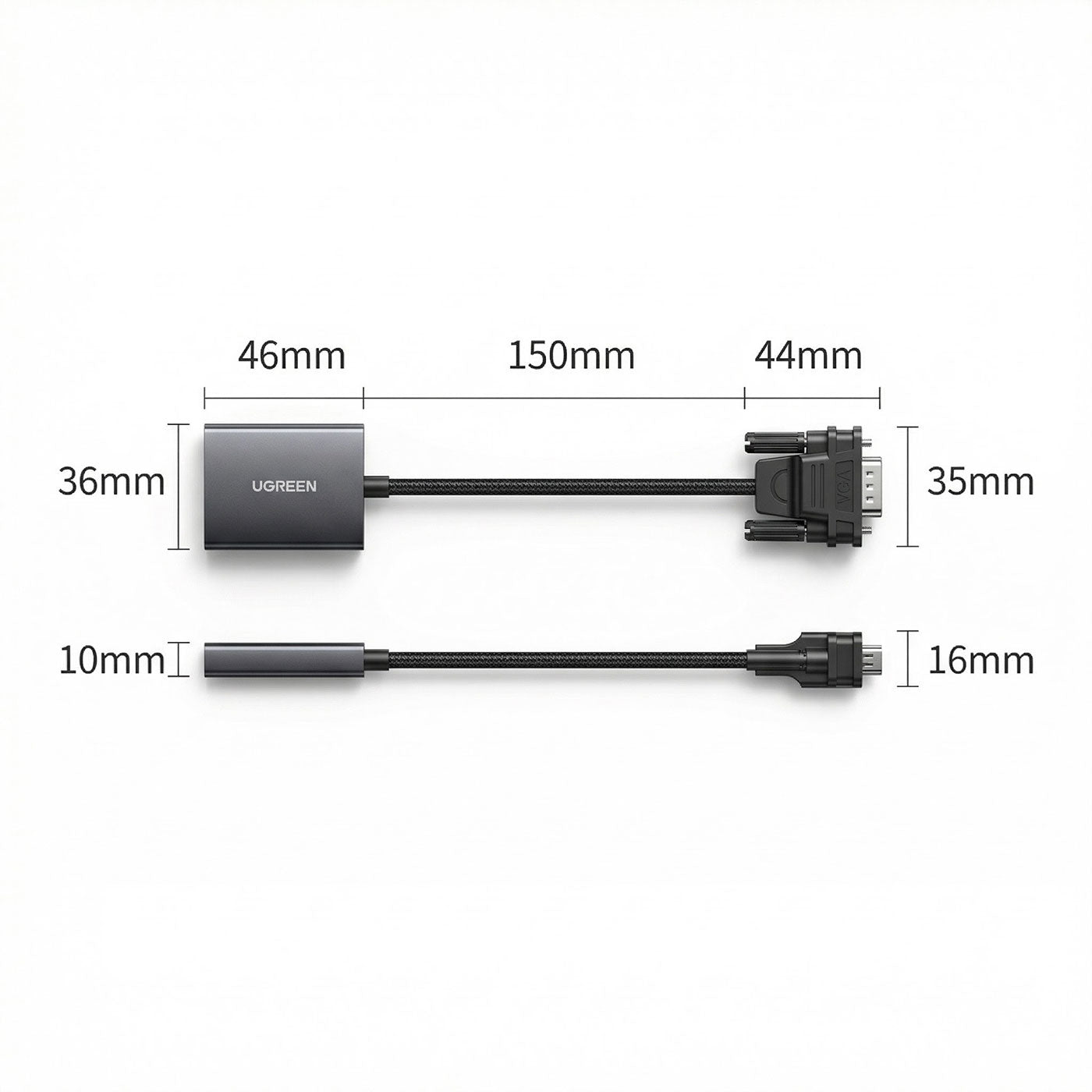 ADAPTADOR UGREEN VGA MACHO A HDMI HEMBRA - 3
