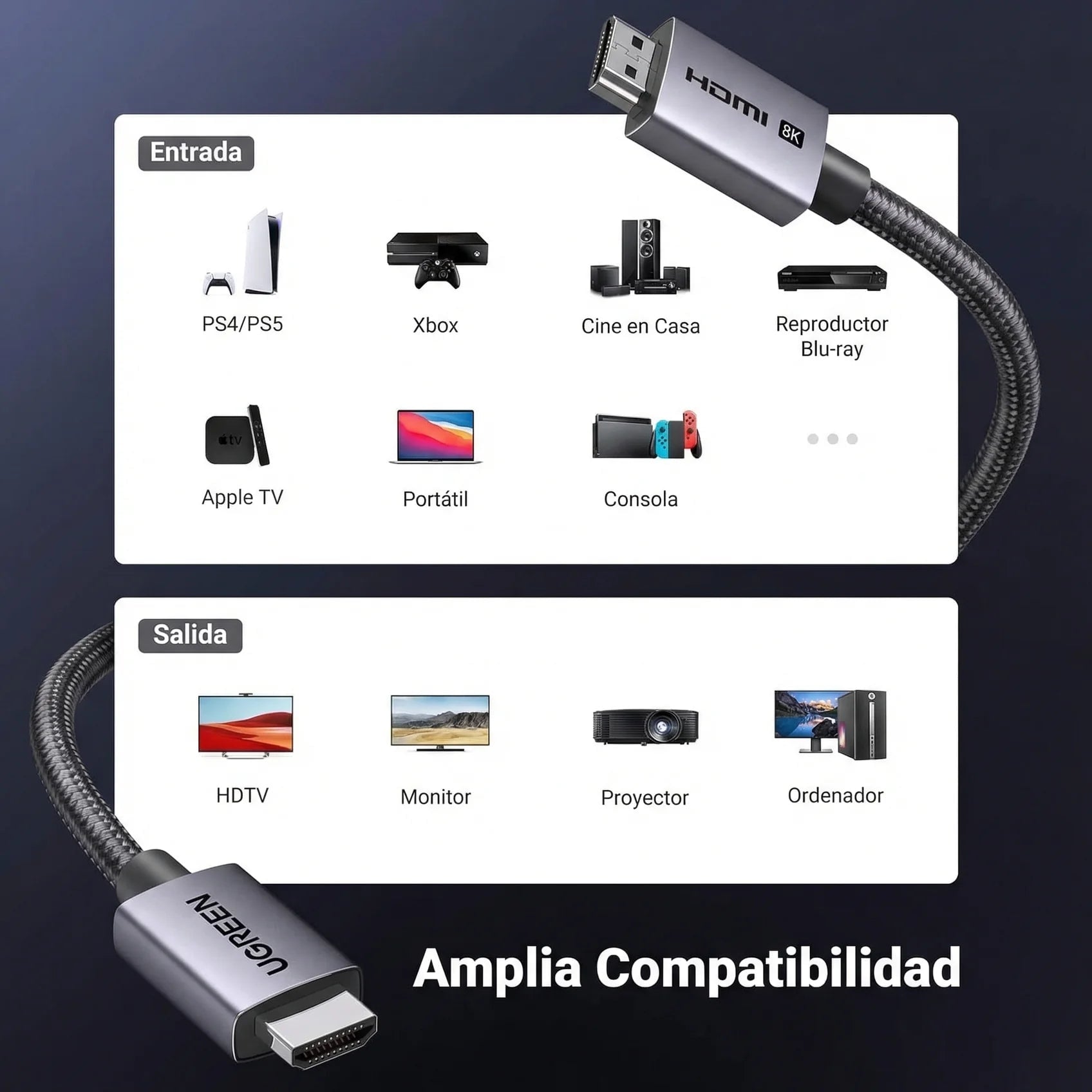 UGREEN CABLE HDMI 2.1 HD171 25914 10M 8K 60HZ FIBRA ÓPTICA - 4