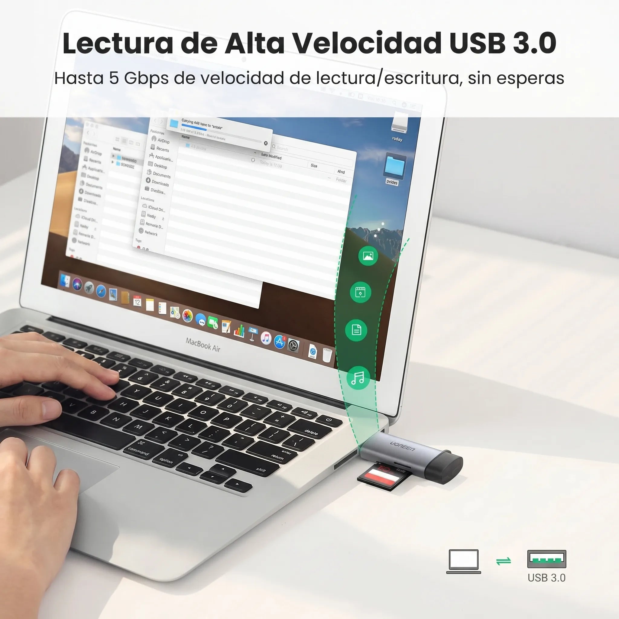 UGREEN LECTOR DE TARJETAS SD / MICROSD USB C Y USB A - 5