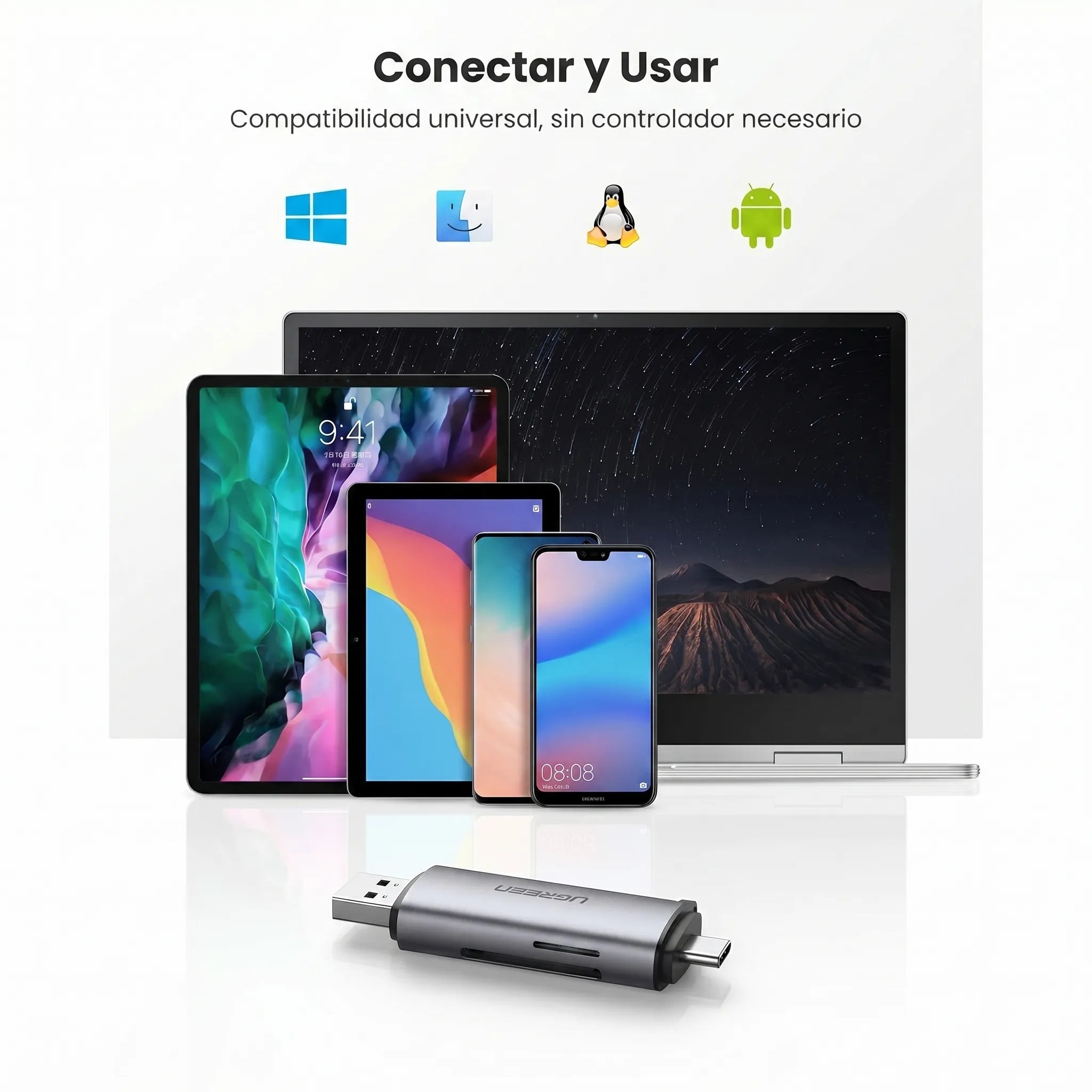 UGREEN LECTOR DE TARJETAS SD / MICROSD USB C Y USB A - 8