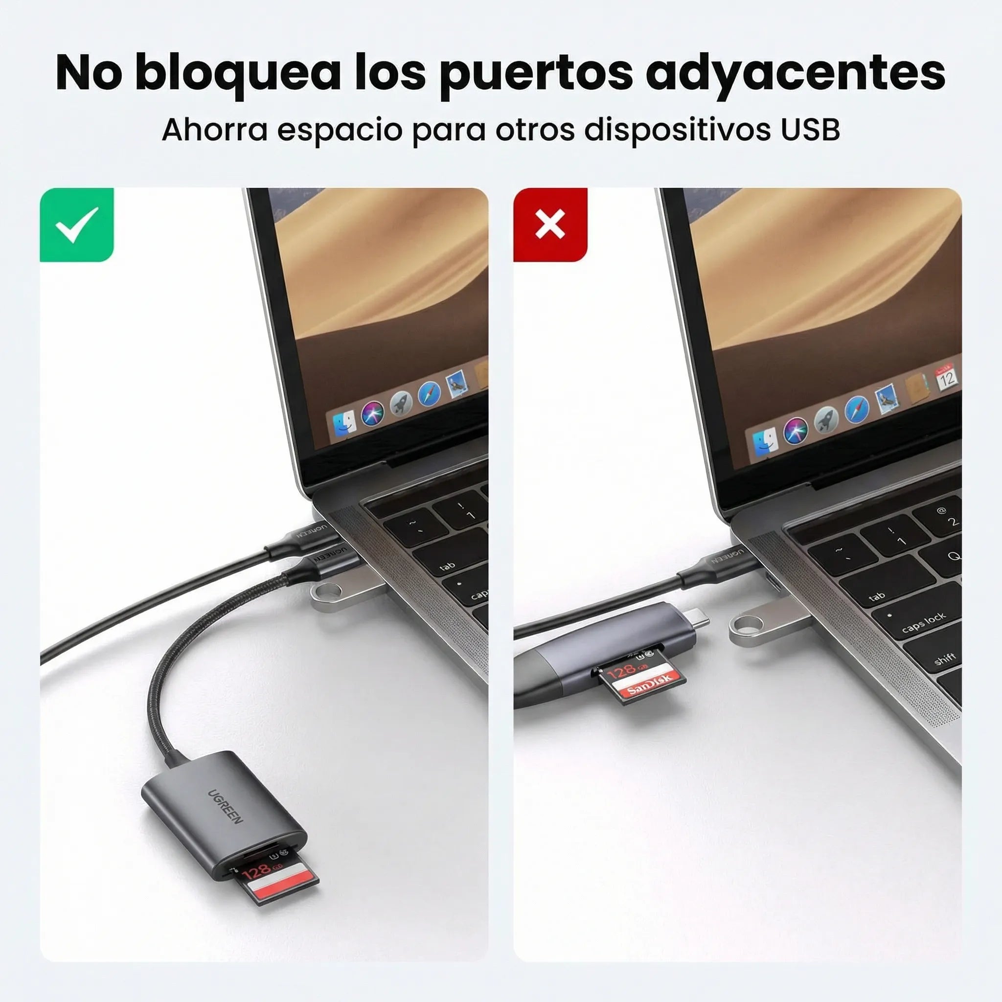 LECTOR DE TARJETAS UGREEN 2 EN 1 USB C A SD/ MICRO SD - 6