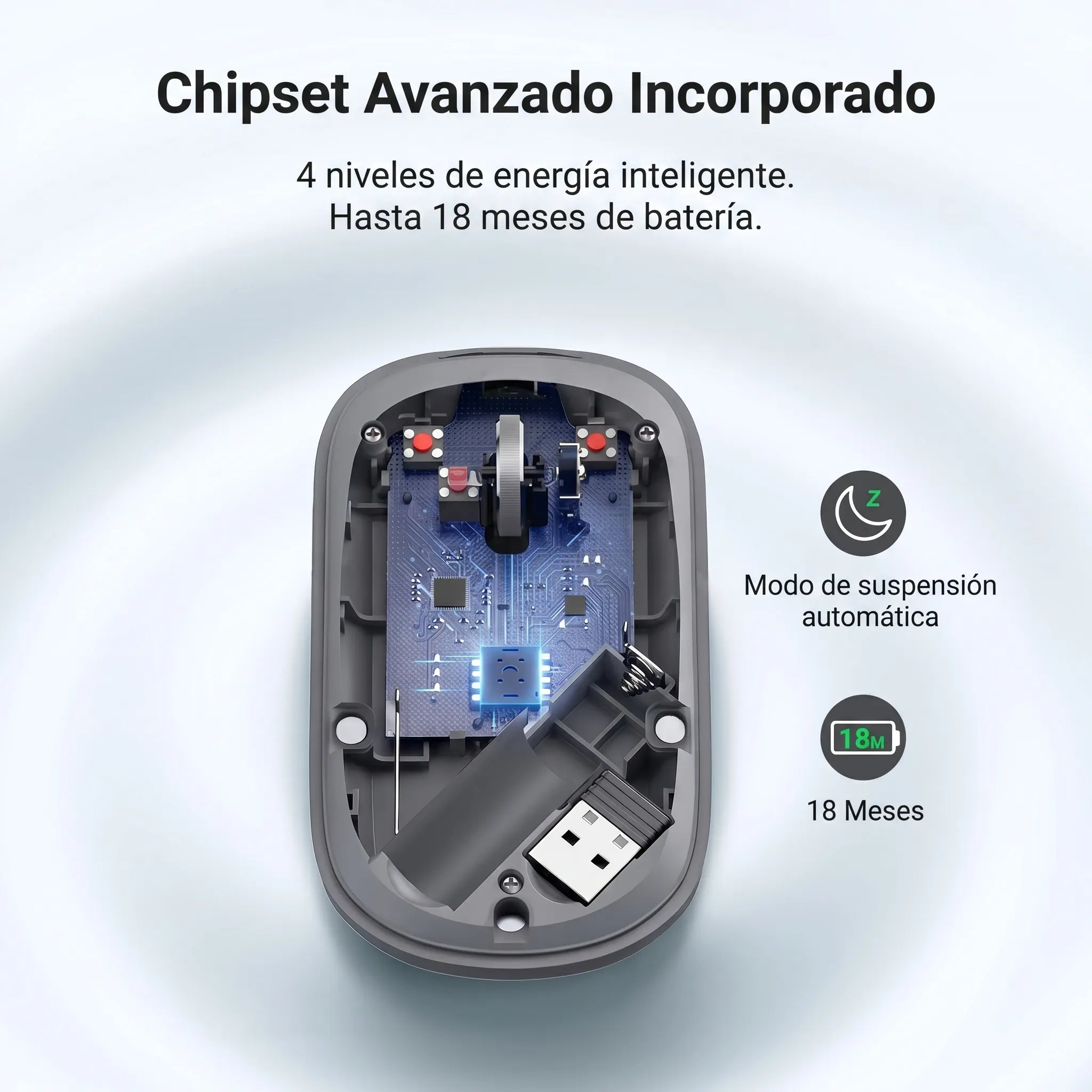 MOUSE INALAMBRICO UGREEN SILENT 2.4GHZ 4000 DPI 90373 GRIS - 4