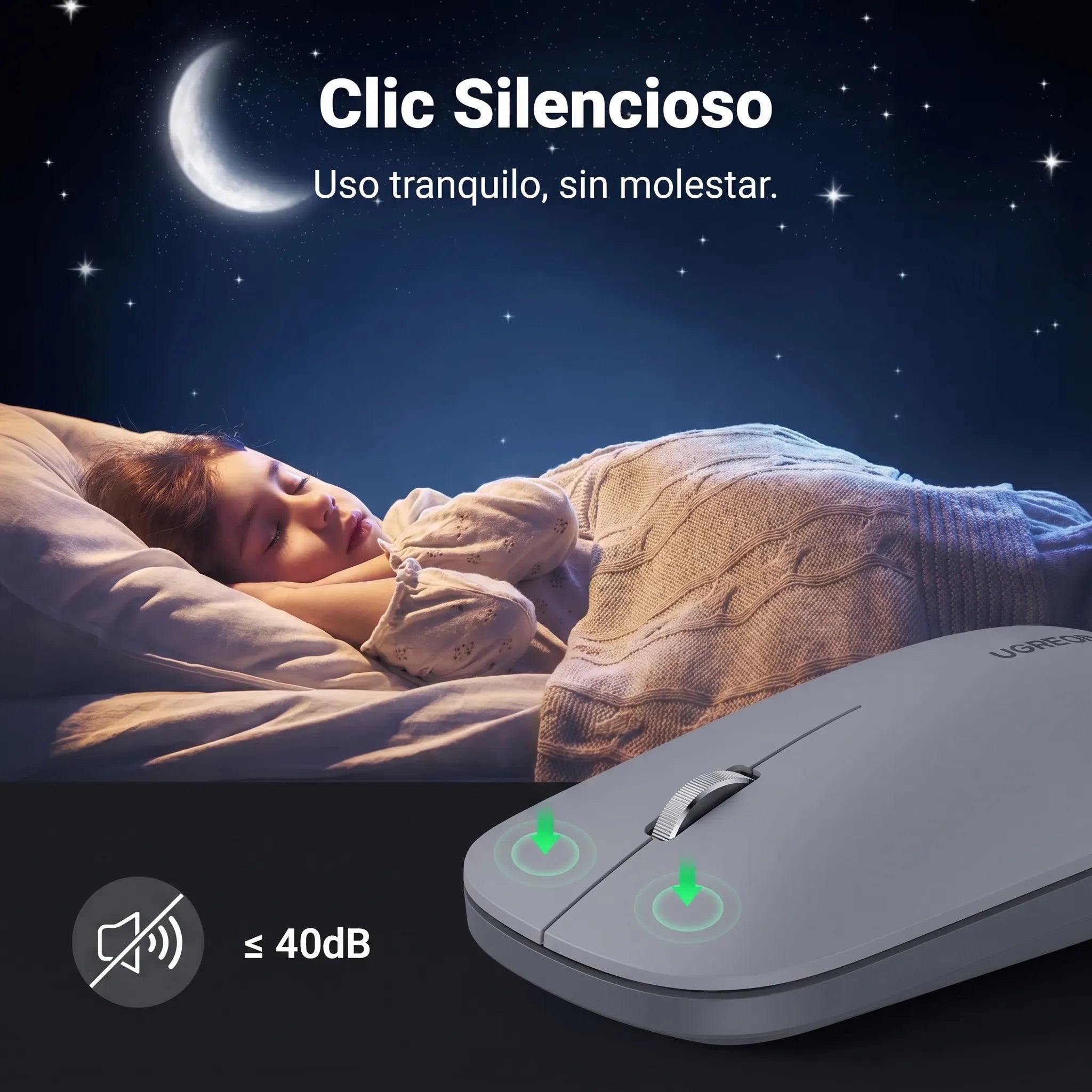 MOUSE INALAMBRICO UGREEN SILENT 2.4GHZ 4000 DPI 90373 GRIS - 6