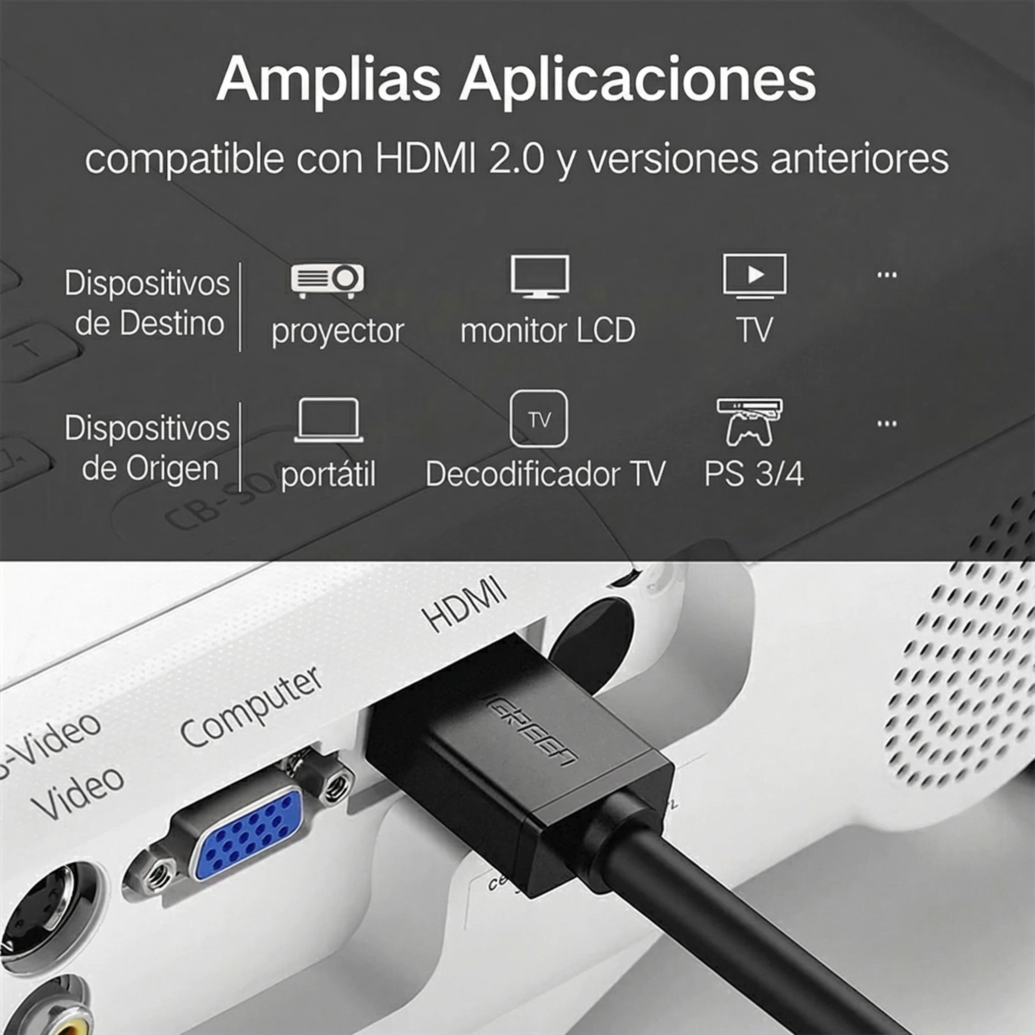UGREEN CABLE HDMI 1M 4K 60HZ ALTA VELOCIDAD HD104 PARA VIDEO ESTABLE - 4
