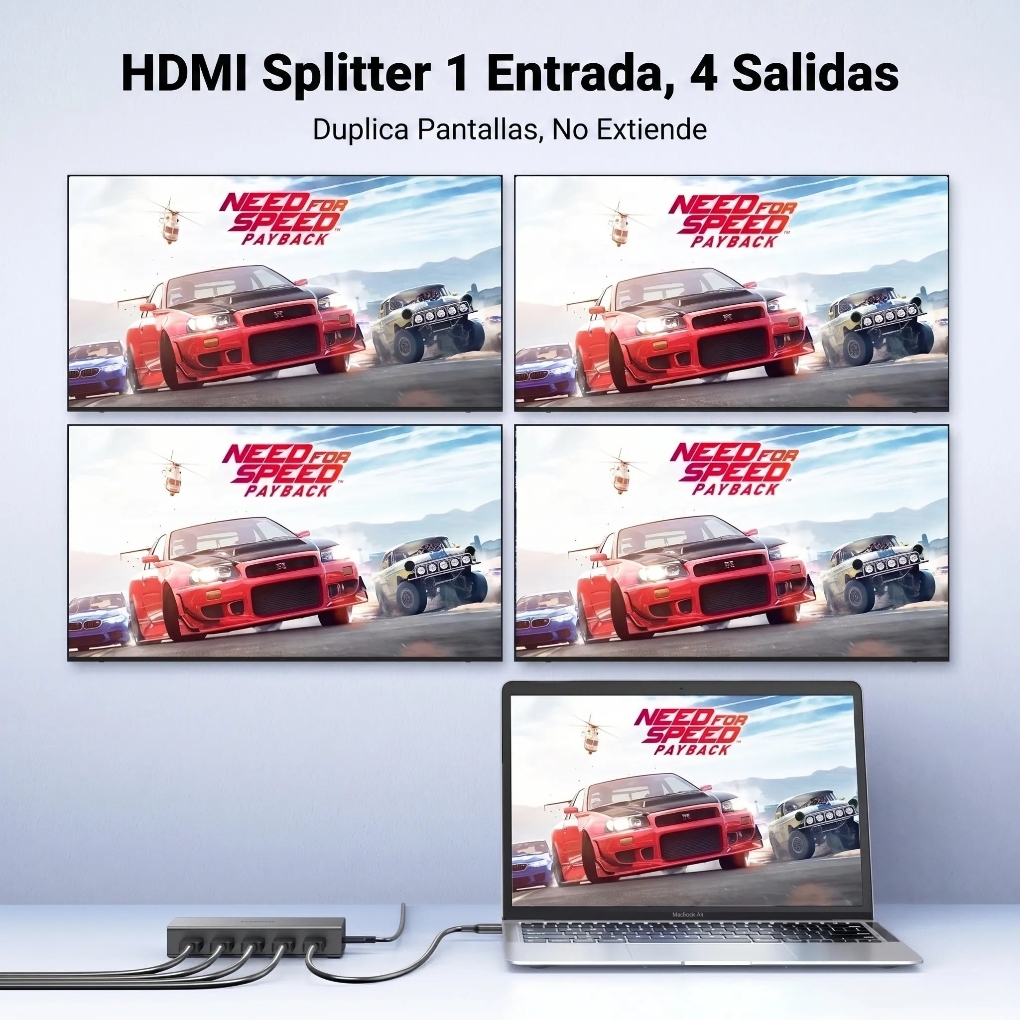 UGREEN SPLITTER HDMI 1X4 4K 60HZ PARA DUPLICAR SEÑAL EN 4 PANTALLAS - 2