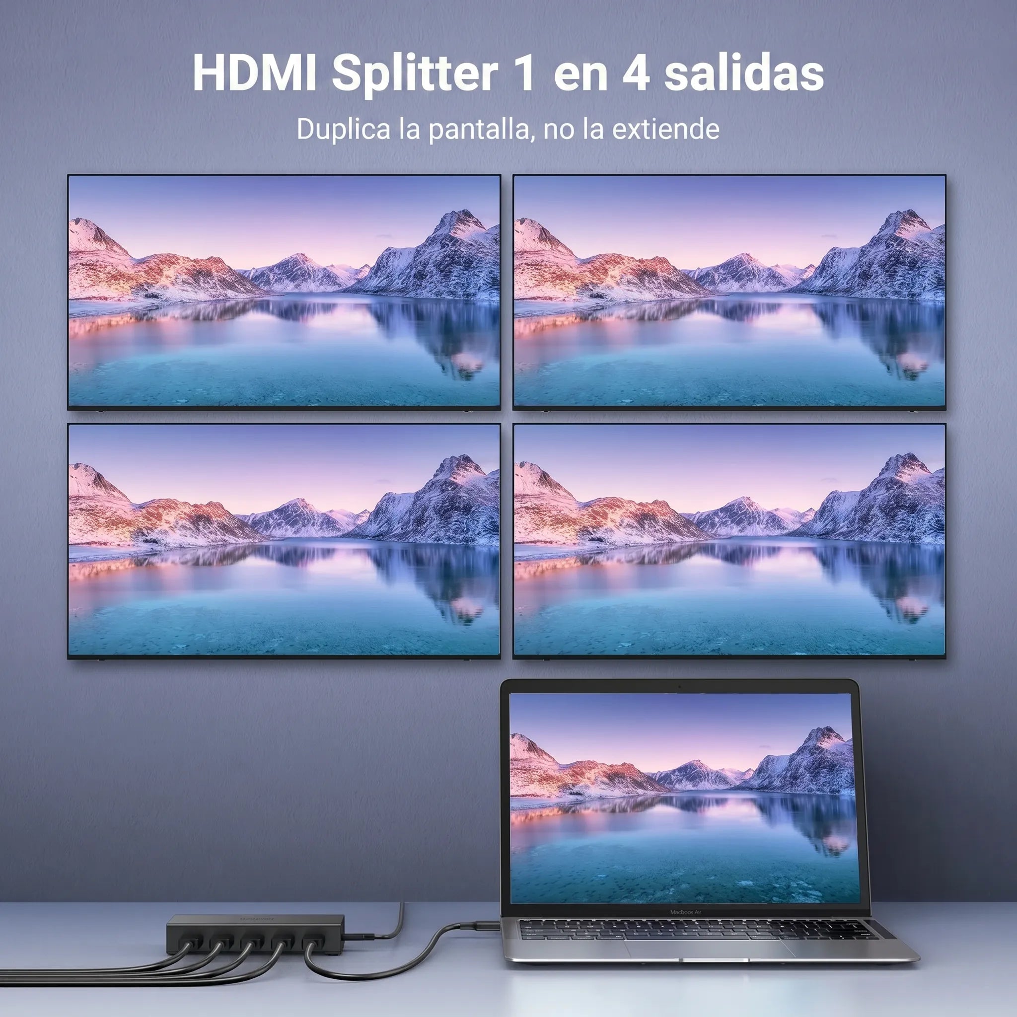 UGREEN SPLITTER HDMI 1X4 4K 60HZ PARA DUPLICAR SEÑAL EN 4 PANTALLAS - 3