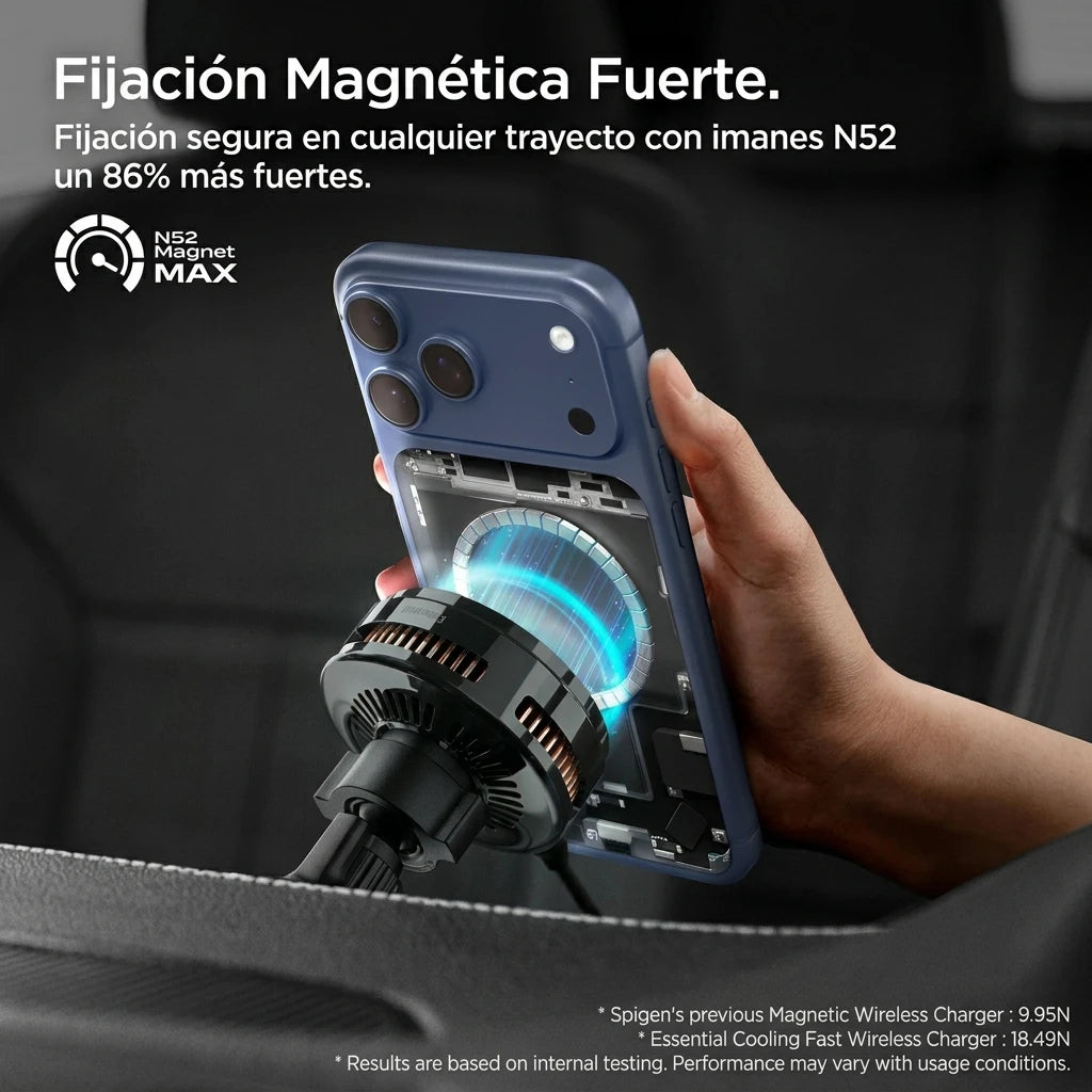 SOPORTE CARGADOR MAGNÉTICO SPIGEN ESSENTIAL PARA AUTO QI2.2 25W - 7