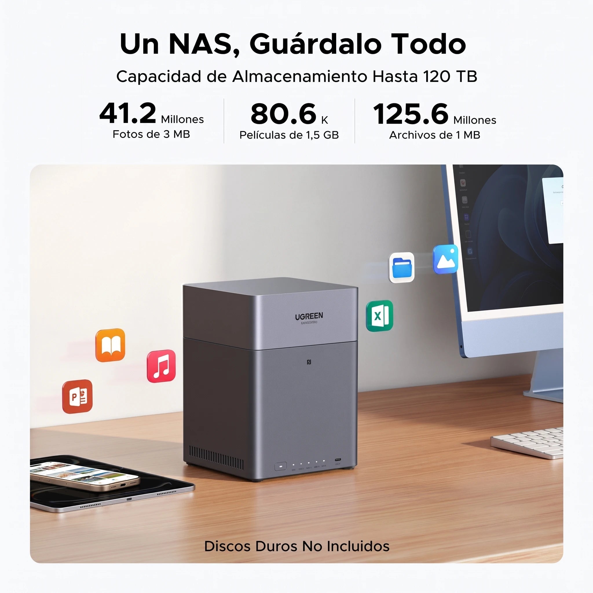 UGREEN NASYNC DH4300 PLUS - NAS 4 BAHÍAS 120TB 2.5GBE - 6