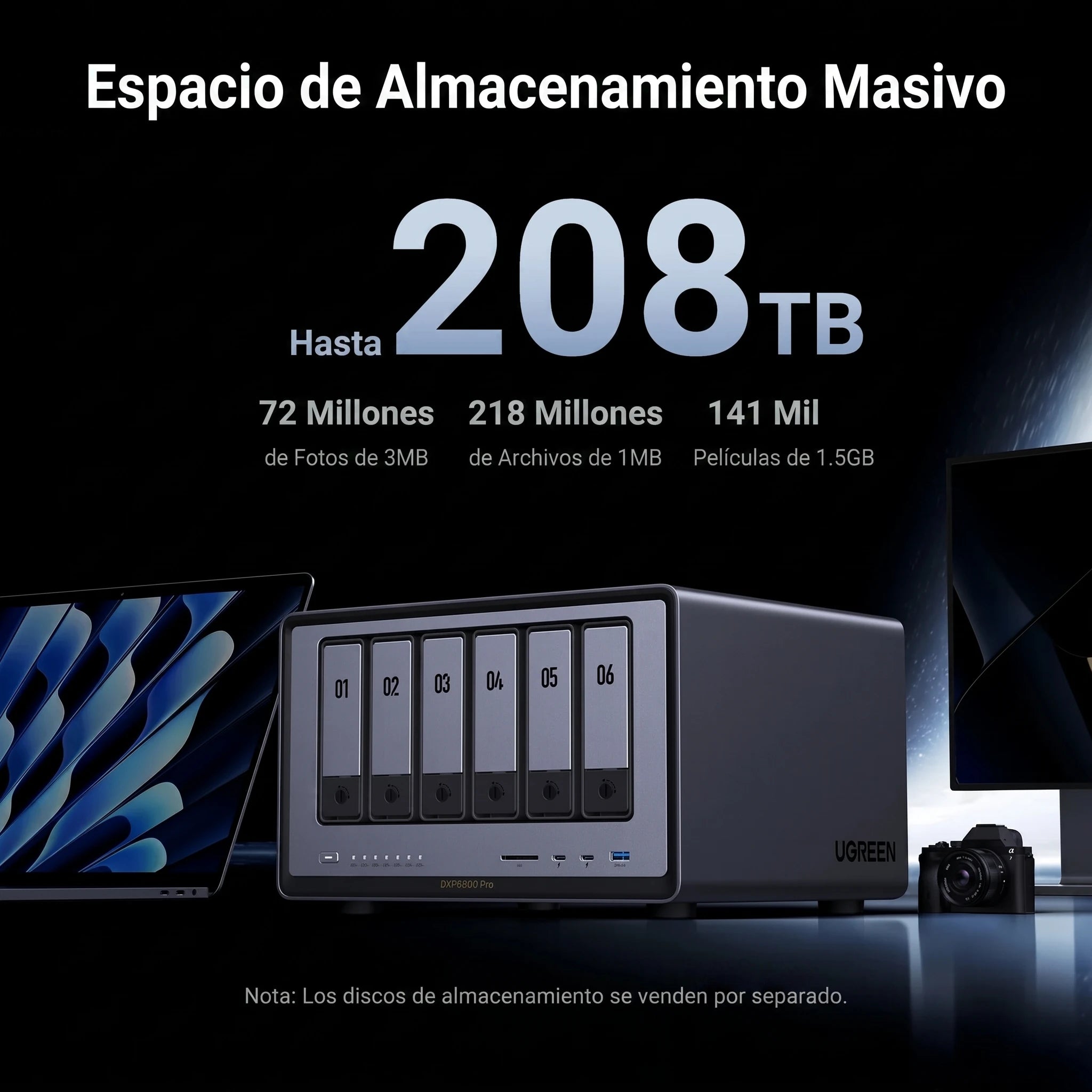UGREEN NASYNC DXP6800 PRO - NAS 6 BAHÍAS 196TB 10GBE - 2