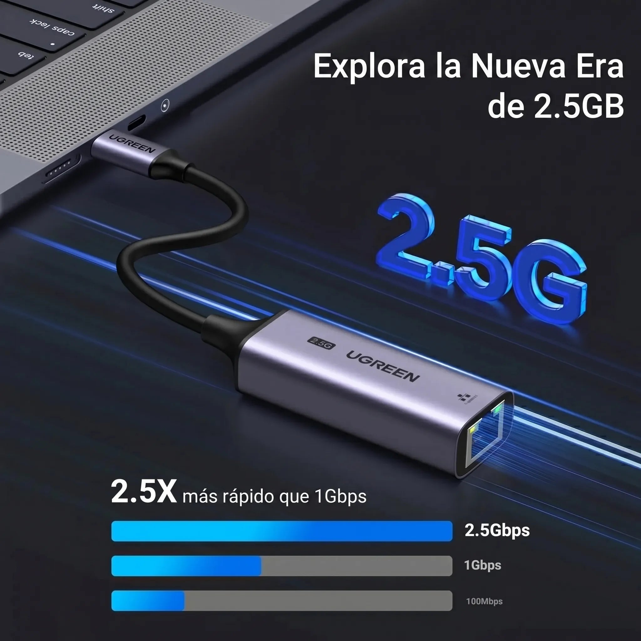 UGREEN ADAPTADOR USB-C A ETHERNET 2.5G RJ45 PARA LAPTOP Y TABLET - 2