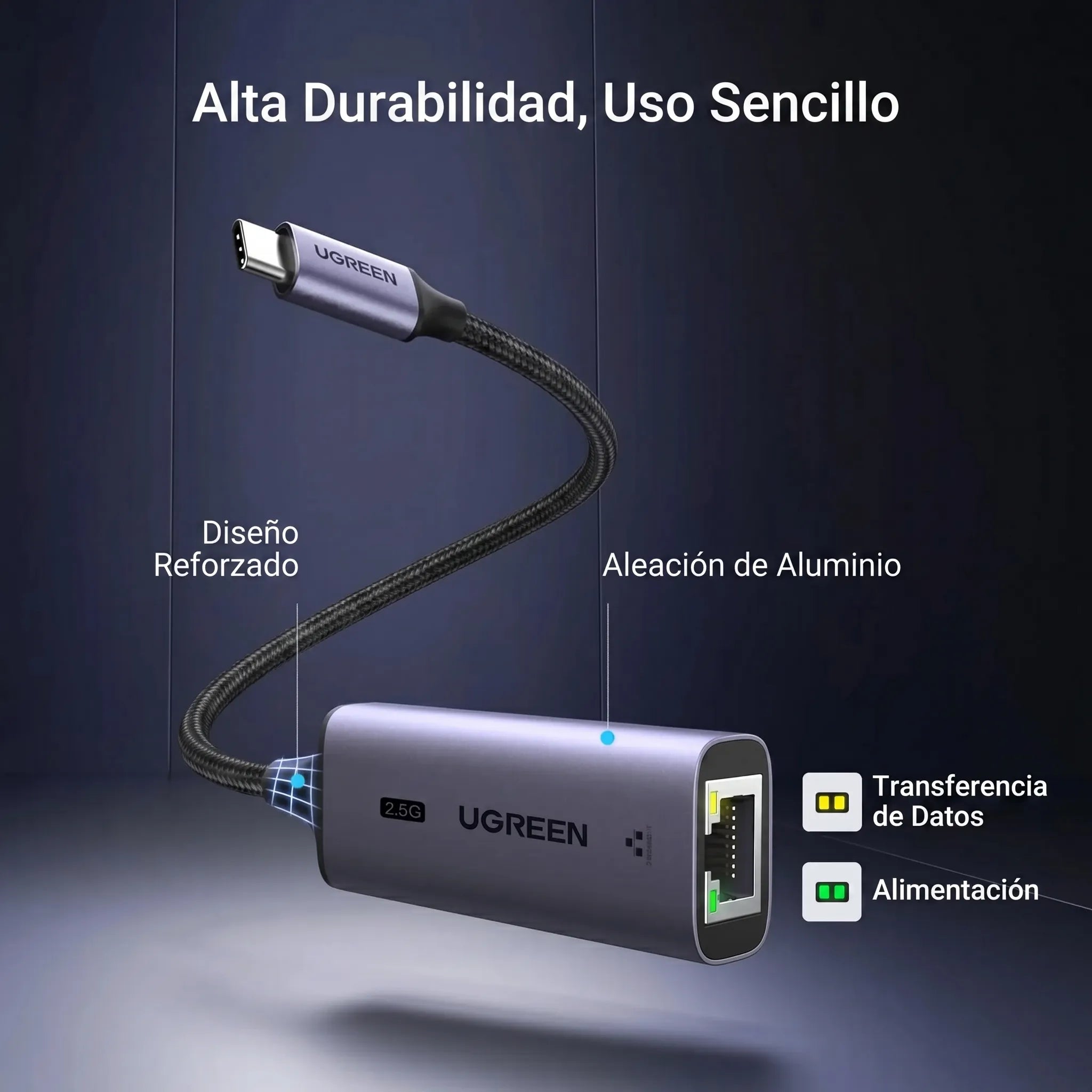 UGREEN ADAPTADOR USB-C A ETHERNET 2.5G RJ45 PARA LAPTOP Y TABLET - 5