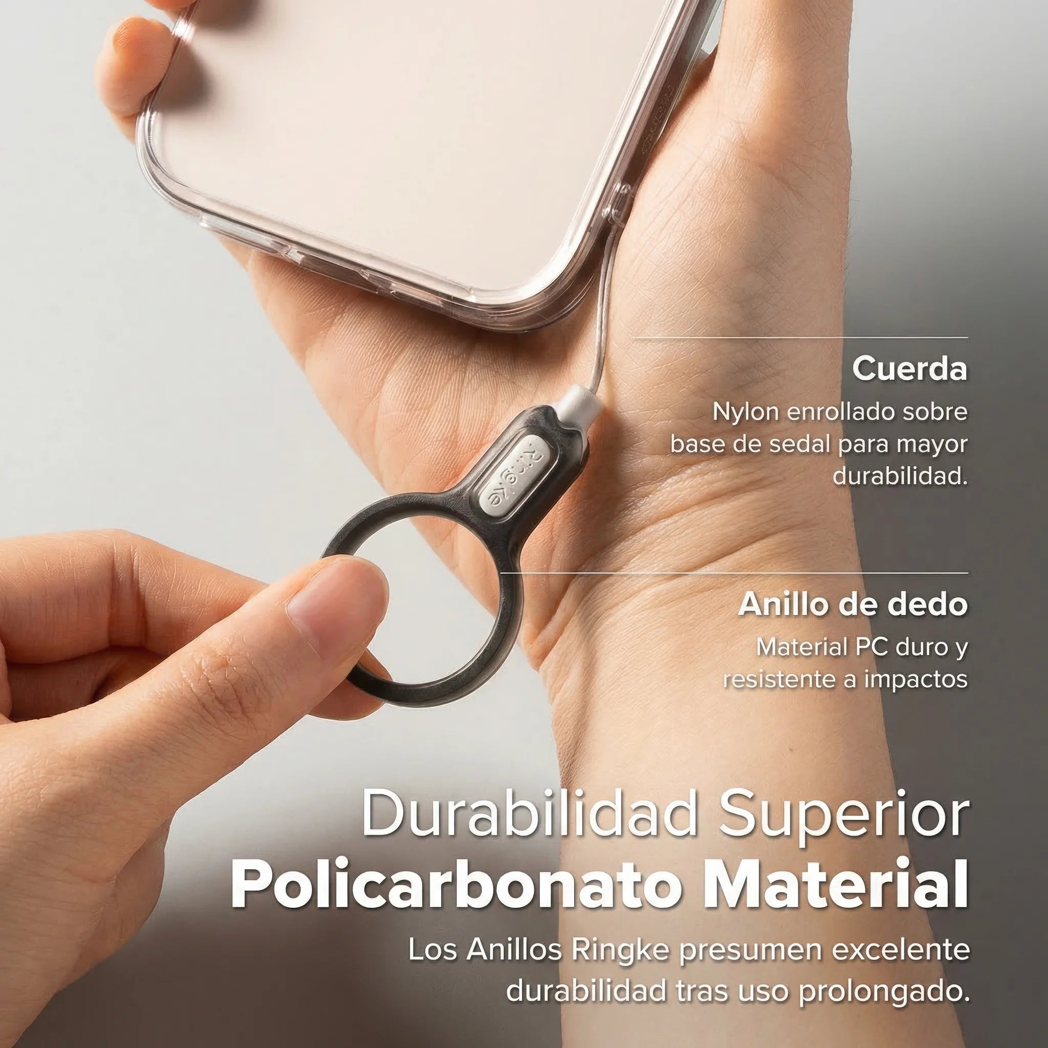 SUJETADOR RINGKE BUCKLE FINGER RING STRAP NEGRO - 6