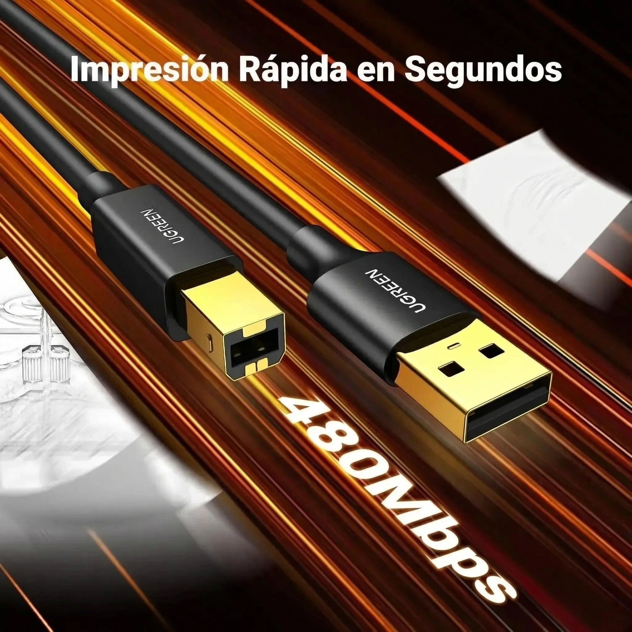 CABLE UGREEN USB A A USB TIPO B PARA IMPRESORA 1.5M NEGRO - 3