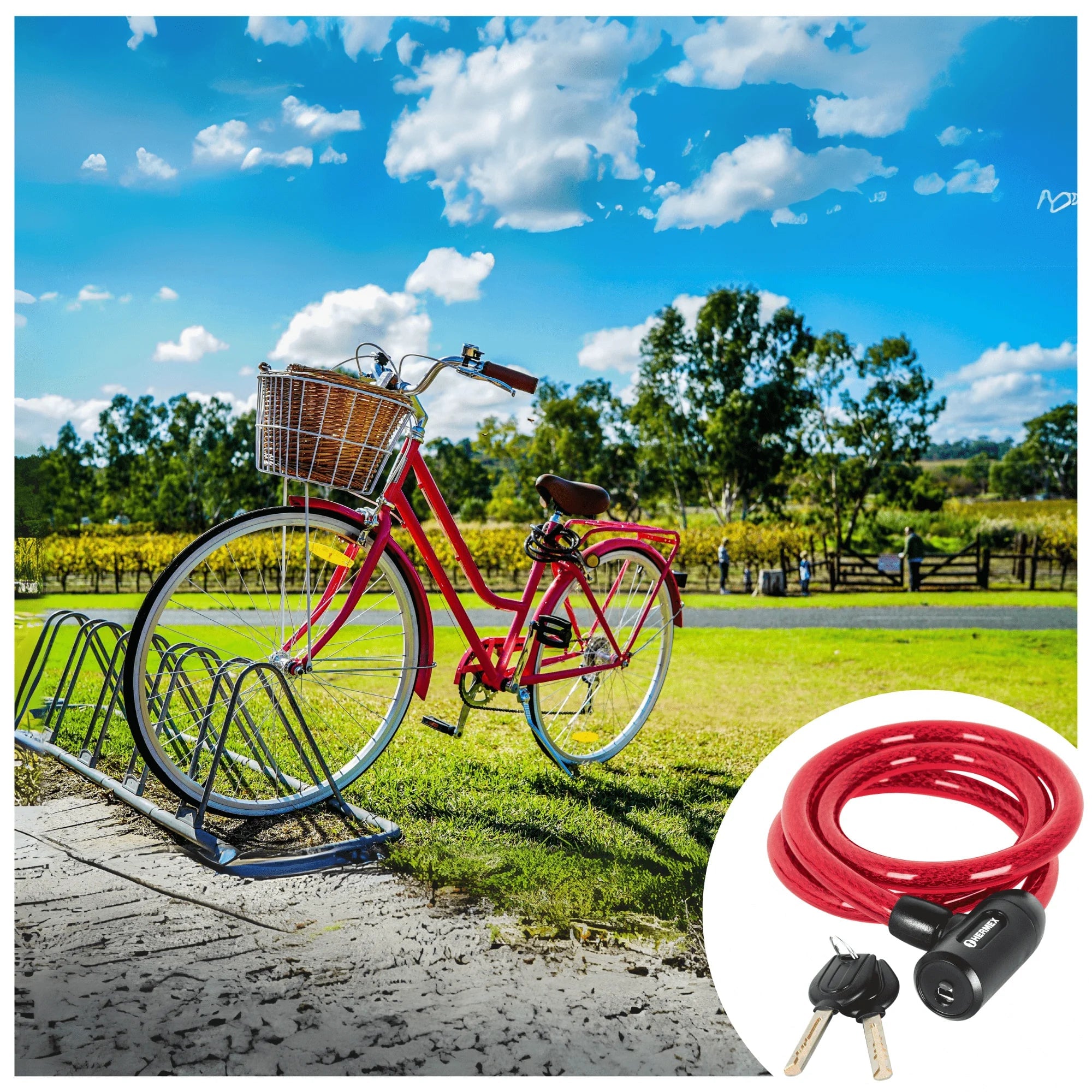 CANDADO DE CABLE CON LLAVE 15MM X 1.20 M PARA BICICLETA HERMEX - 5