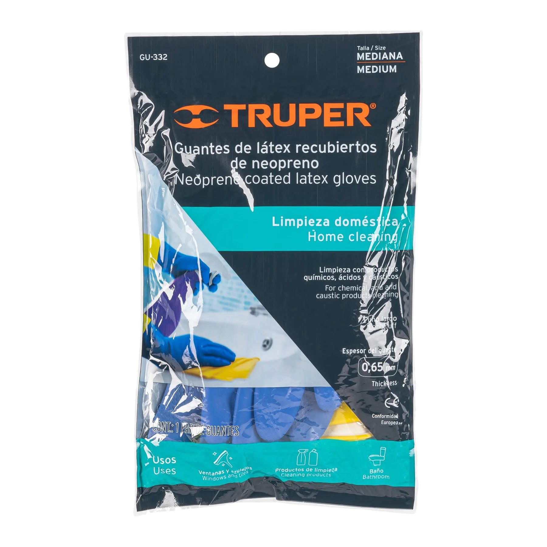 GUANTES DE LÁTEX REFORZADOS PARA LIMPIEZA, MEDIANOS, TRUPER - 3