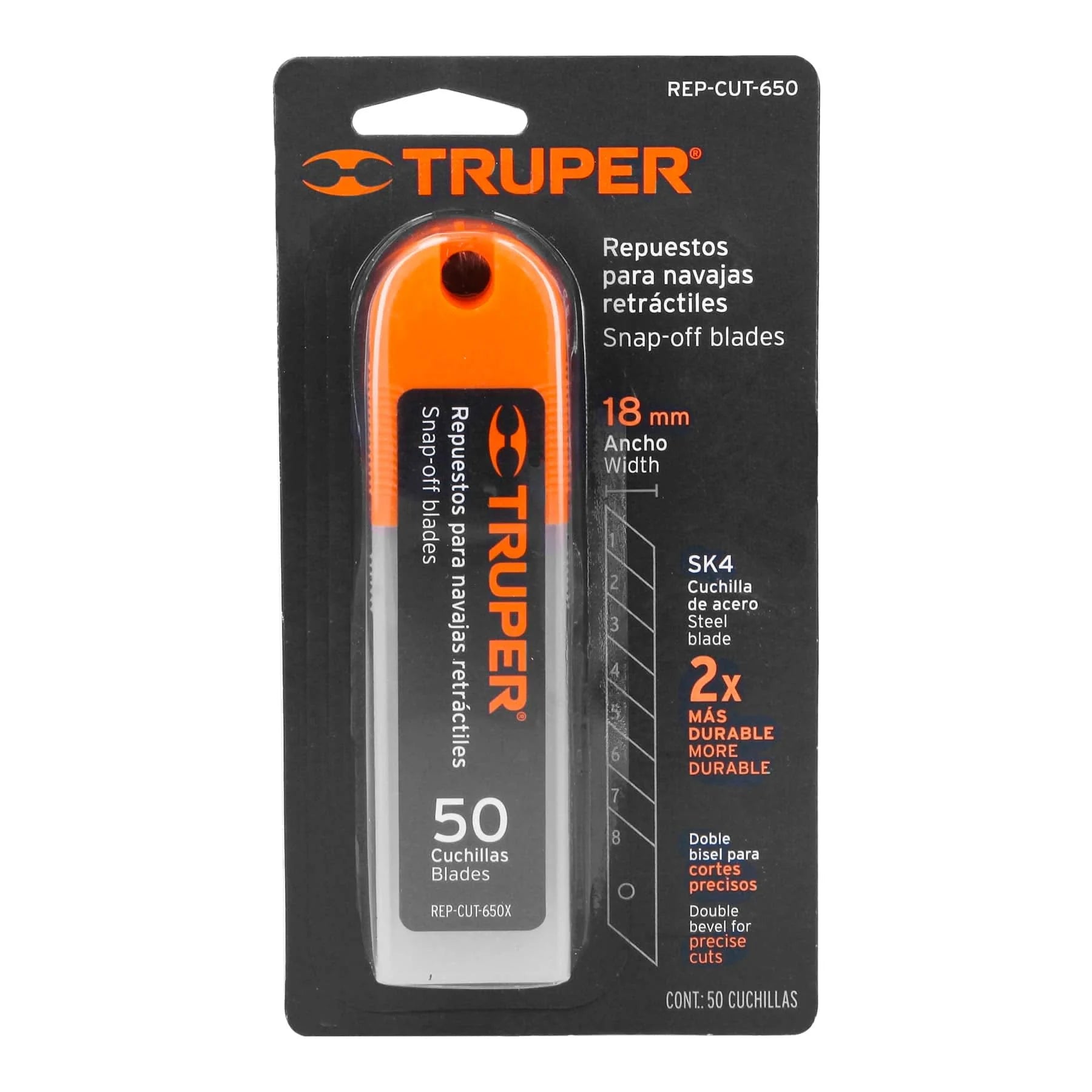 ESTUCHE CON 50 NAVAJAS SK4 DE 18 MM PARA CUCHILLA, TRUPER - 9
