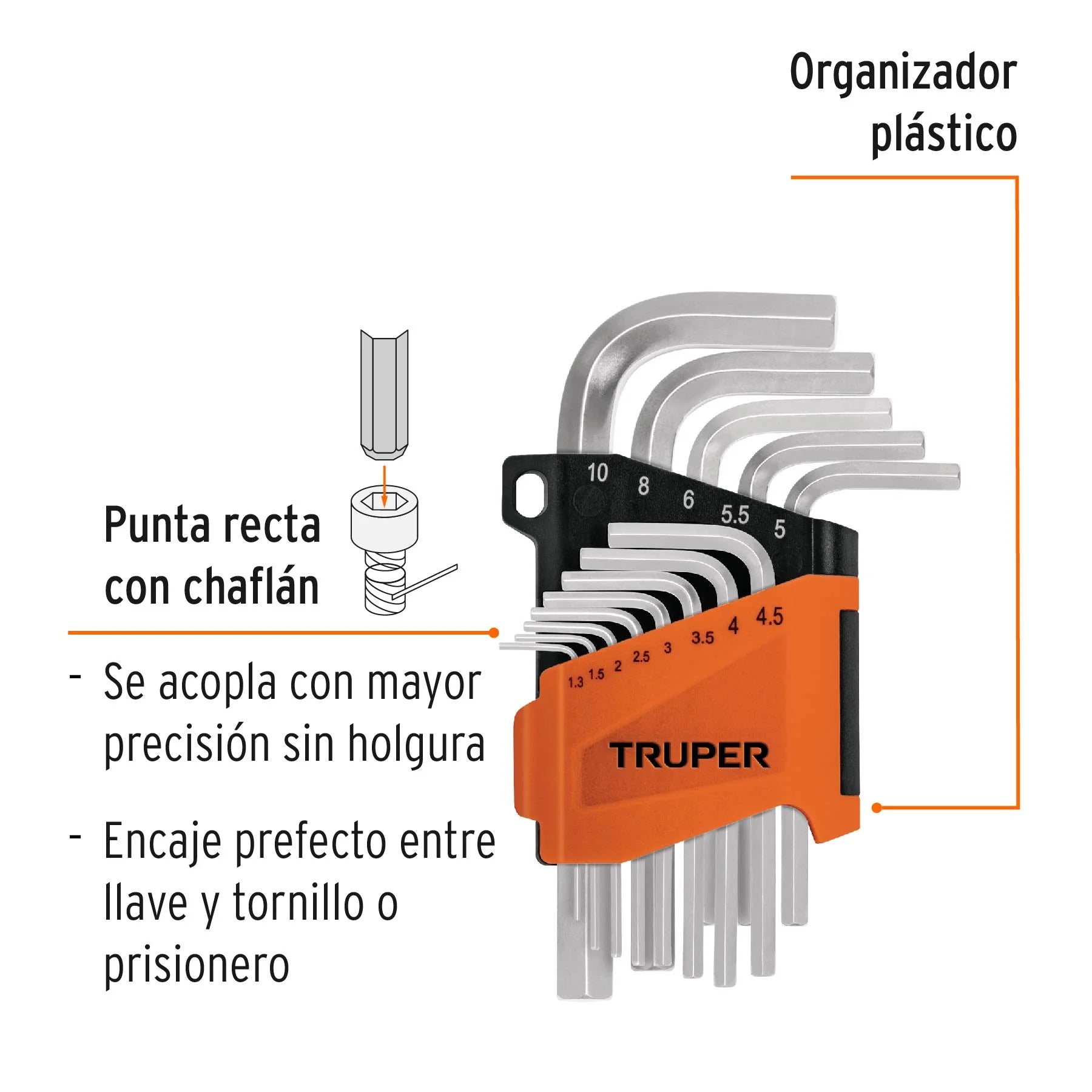 JUEGO 13 LLAVES ALLEN MM PUNTA HEXAGONAL CON ORGANIZADOR - 2