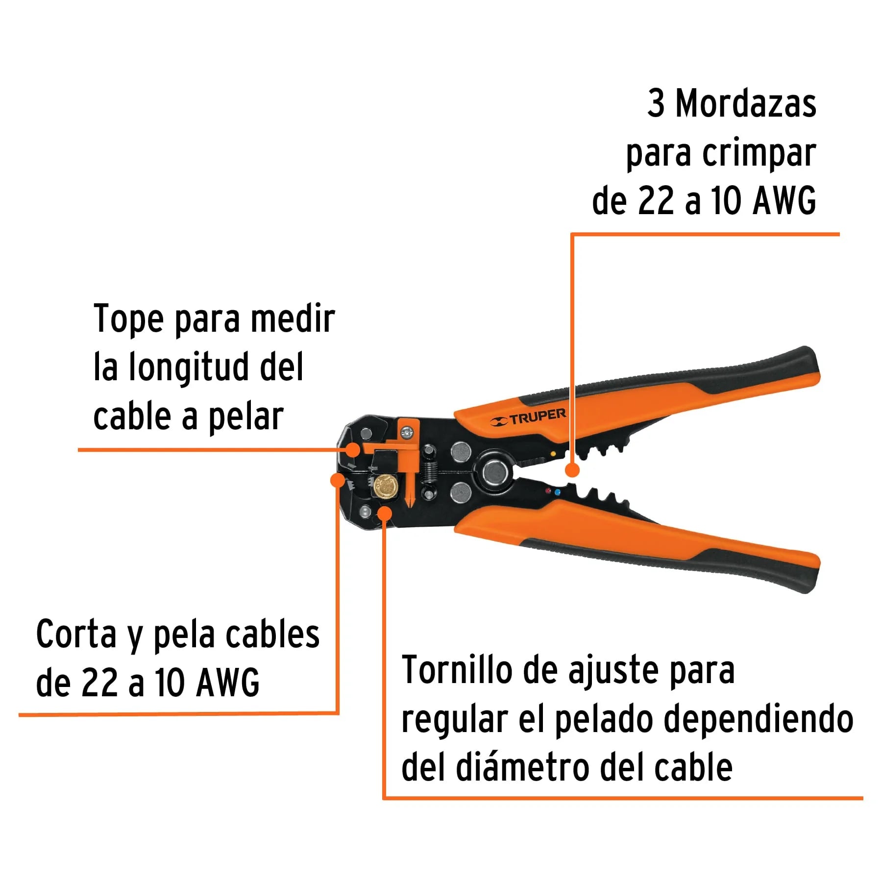 ALICATE PELA CABLES AUTOMÁTICO 8' TRUPER - 2