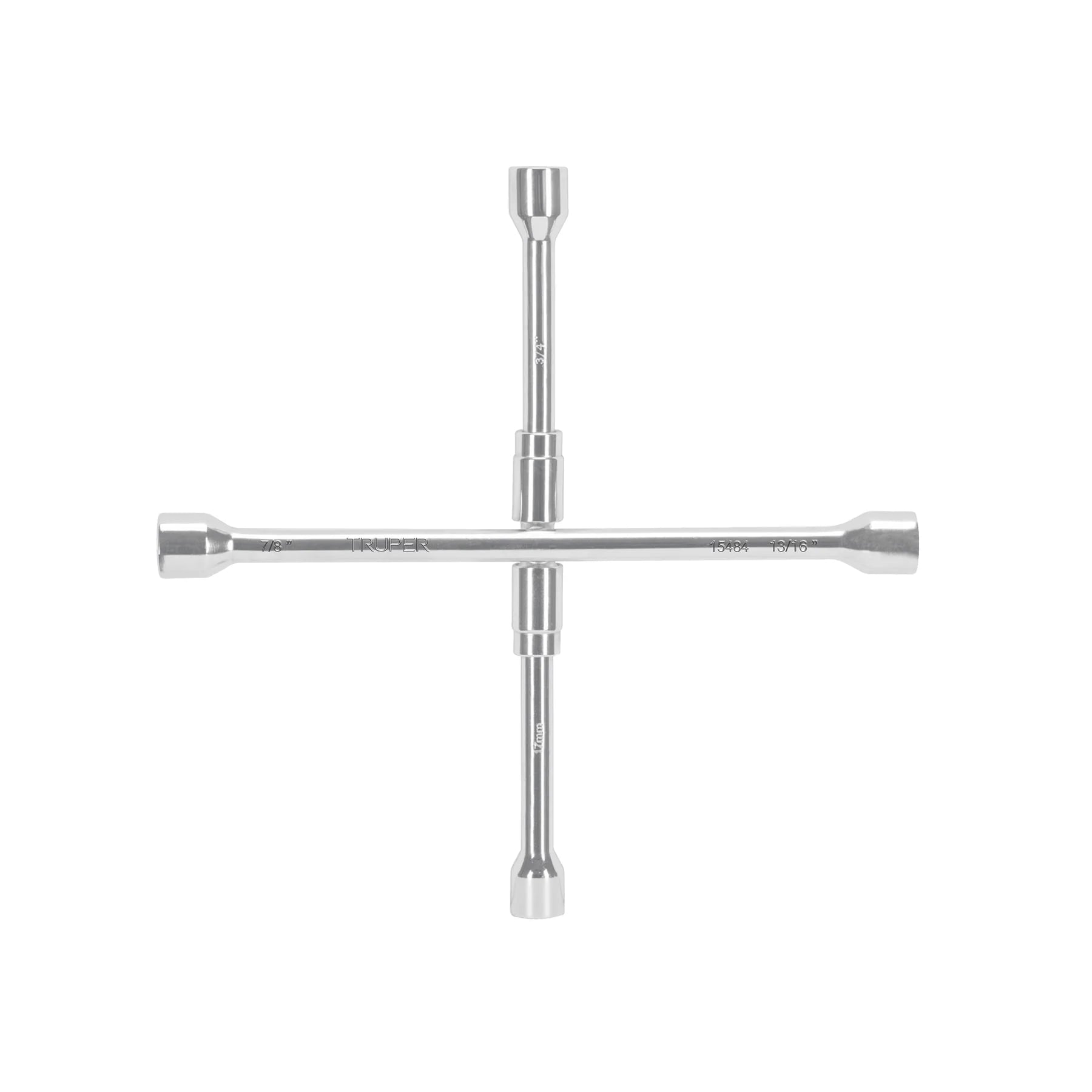 LLAVE DE CRUZ 14' PLEGABLE PULIDA Y CROMADA TRUPER - 2