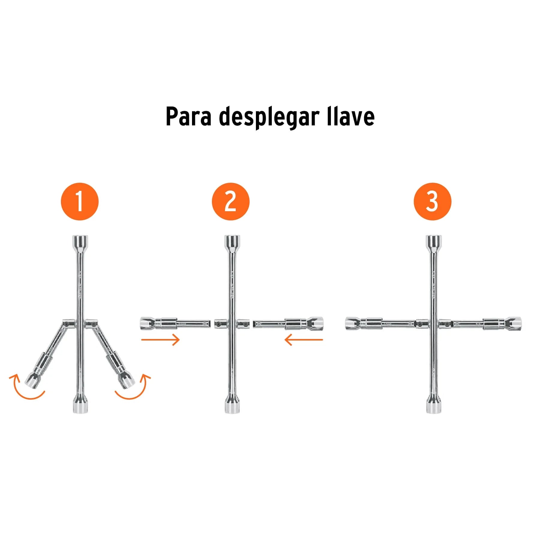 LLAVE DE CRUZ 14' PLEGABLE PULIDA Y CROMADA TRUPER - 3