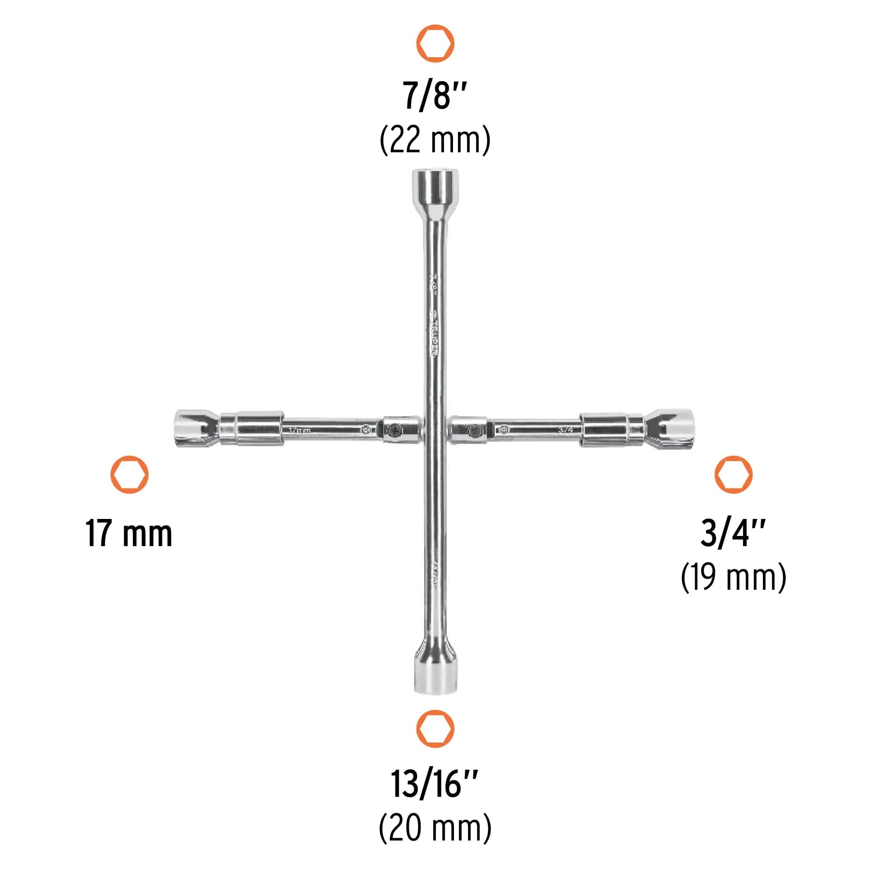 LLAVE DE CRUZ 14' PLEGABLE PULIDA Y CROMADA TRUPER - 4