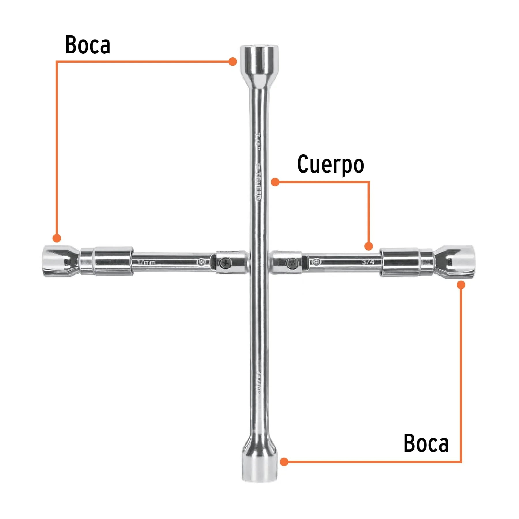 LLAVE DE CRUZ 14' PLEGABLE PULIDA Y CROMADA TRUPER - 5
