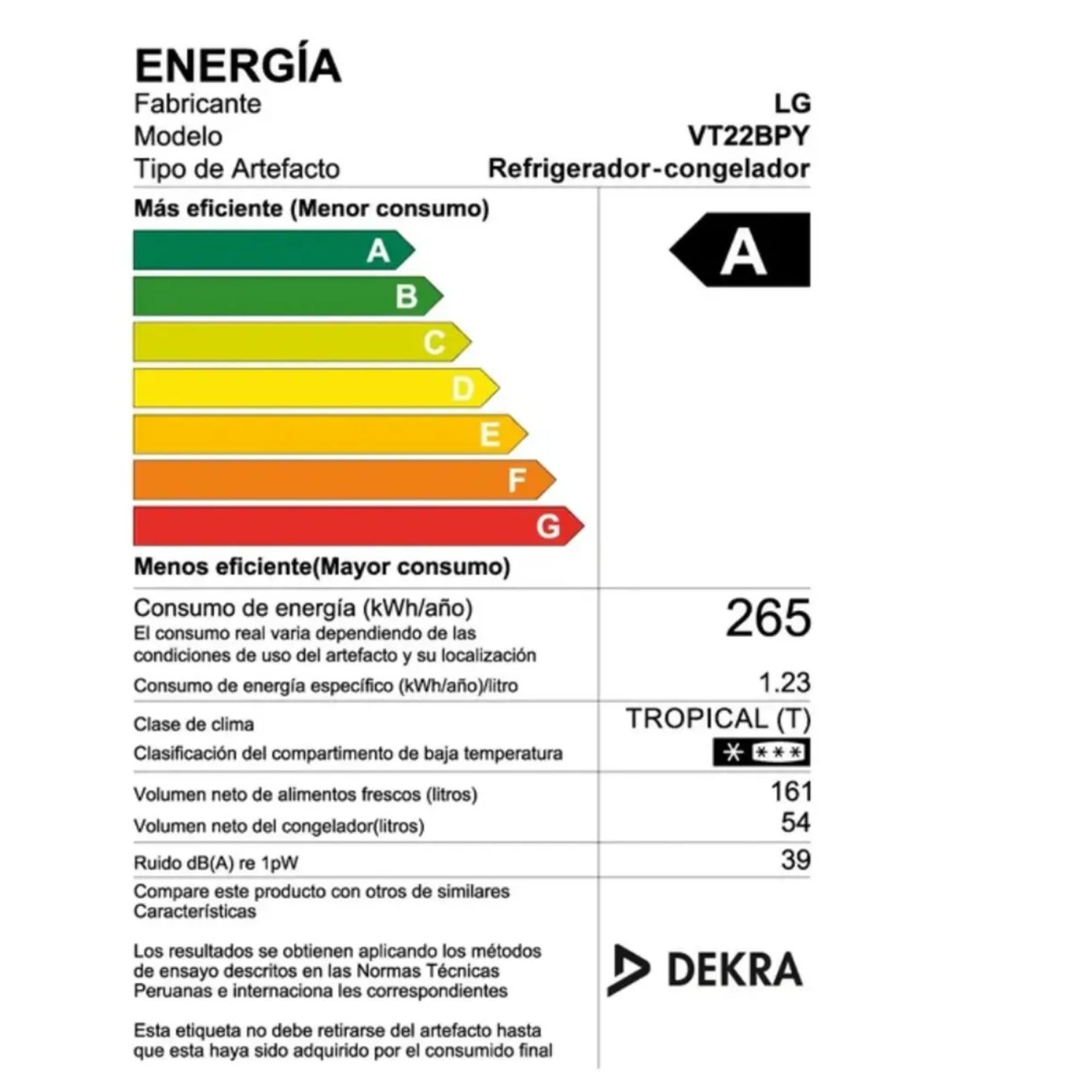 REFRIGERADORA LG 215 L TOP FREEZER PLATEADO - VT22BPY - 10