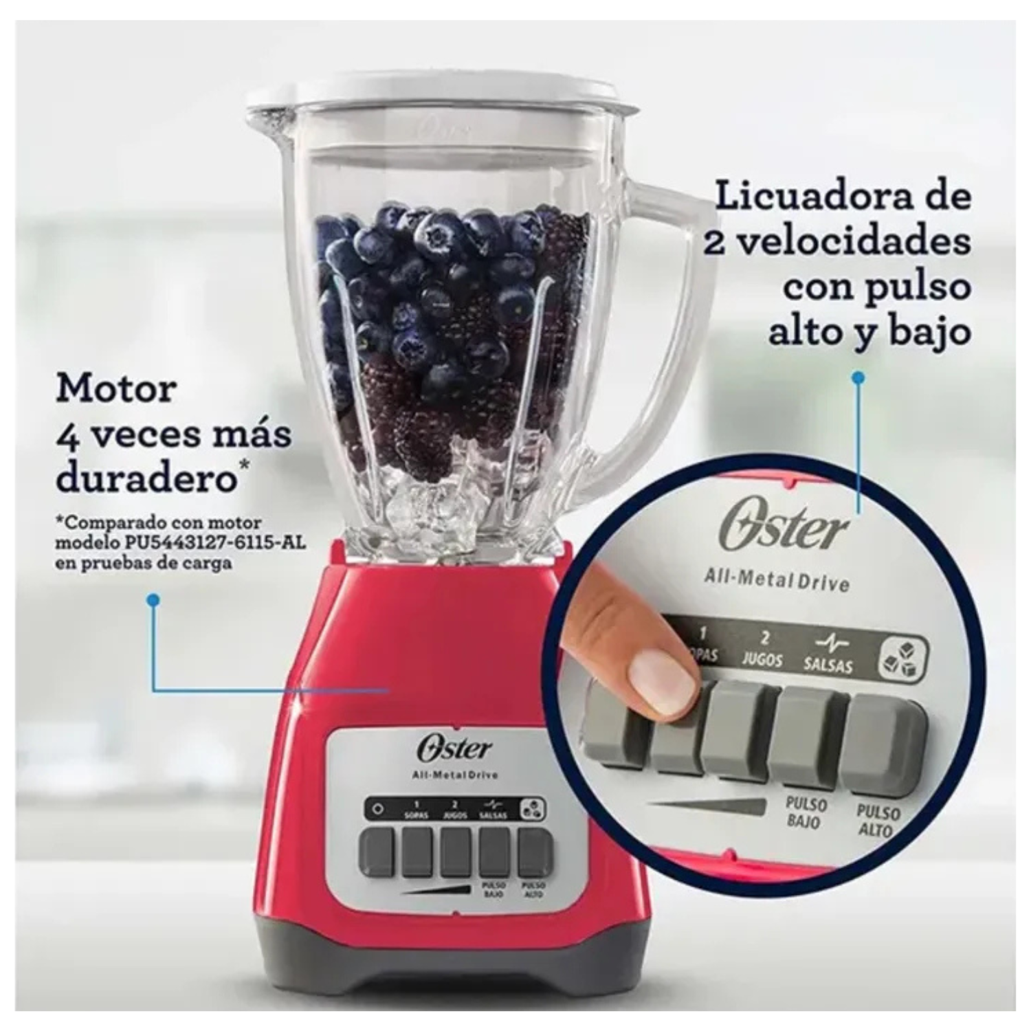 LICUADORA OSTER 2 VELOCIDADES 1.5 LT SANDIA BLSTKAG-MPB - 4
