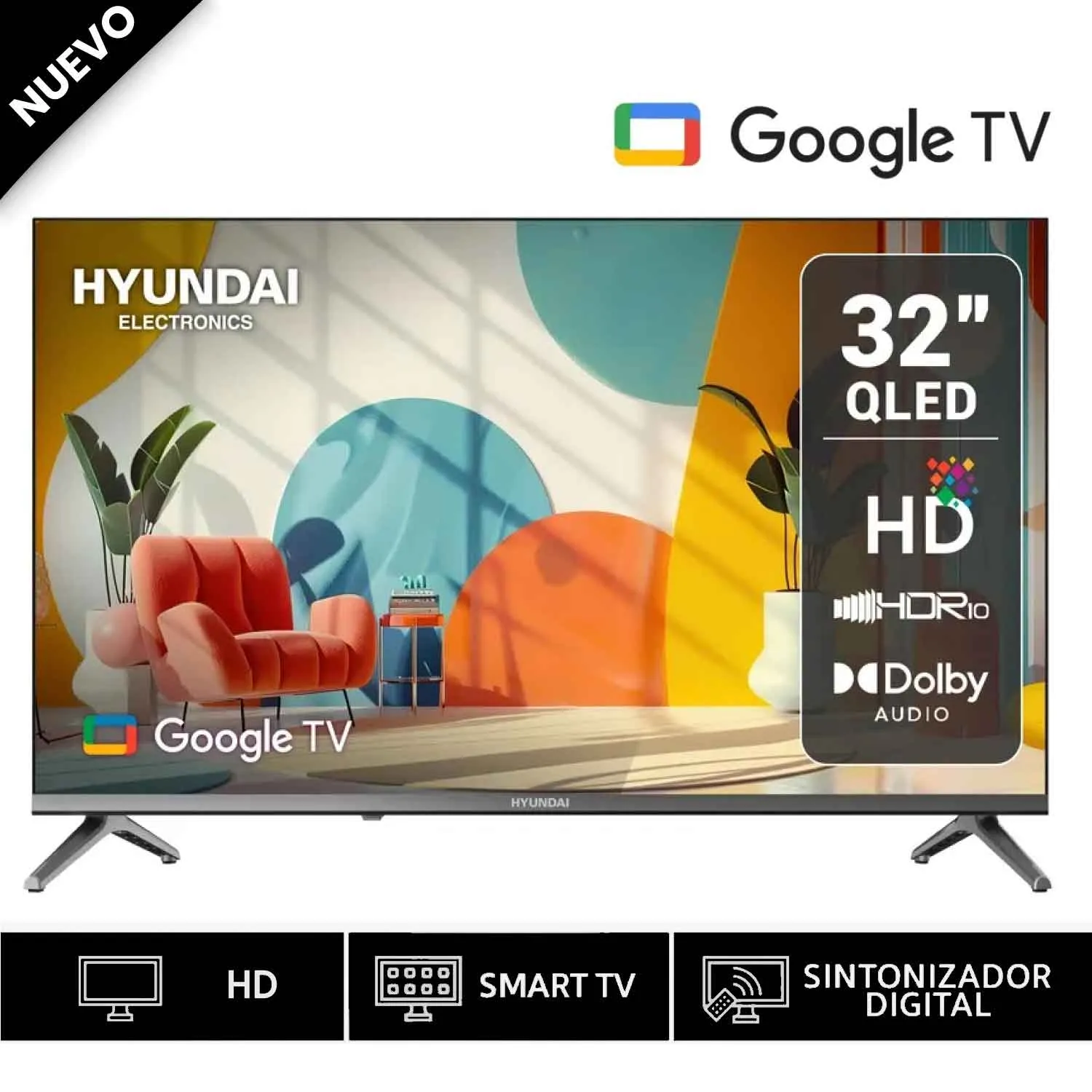 TELEVISOR SMART TV HYUNDAI QLED 32" HYLED3259QG - 1