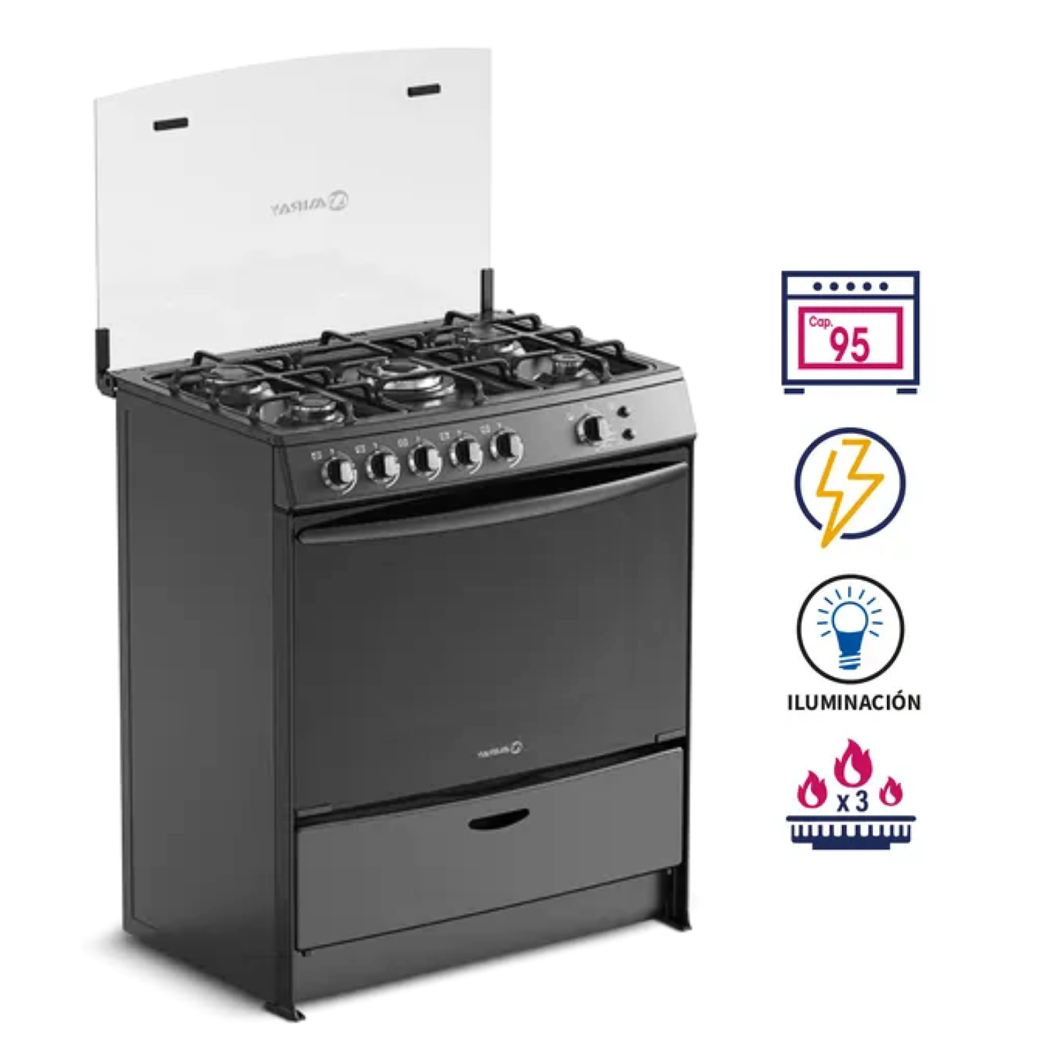 COCINA A GAS MIRAY AZALEA PLUS 5 HORNILLAS - 1