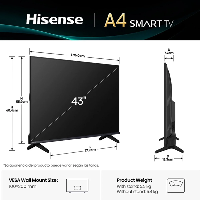 TELEVISOR HISENSE 43' SMART TV 43ANV LED  FULL HD 2025 - 4