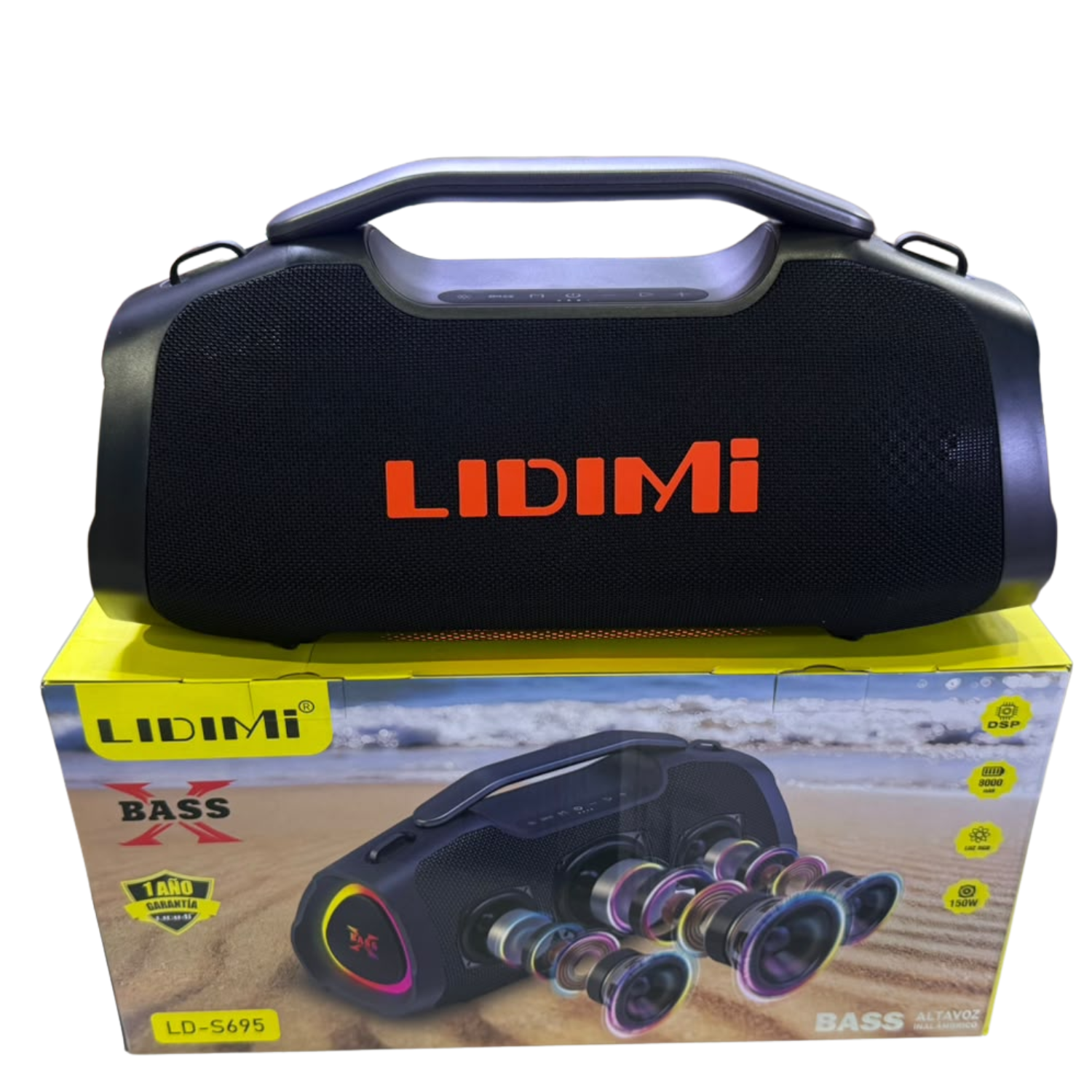 PARLANTE PORTÁTIL SUPER LIDIMI LD-S695 BT USB AUX TWS 150W LED  NEGRO - 8