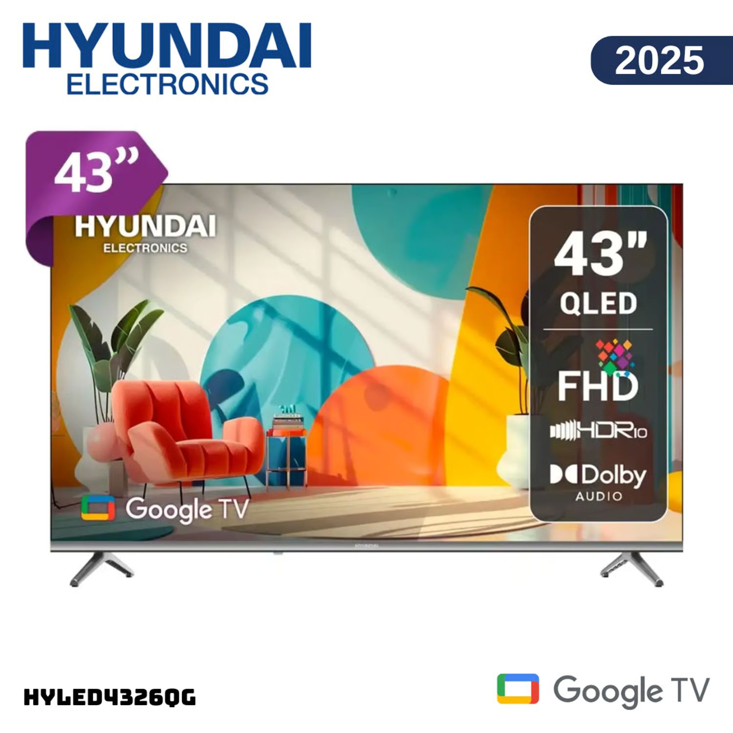 TELEVISOR SMART TV HYUNDAI QLED 43'  GOOGLE TV HYLED4326QG - 1