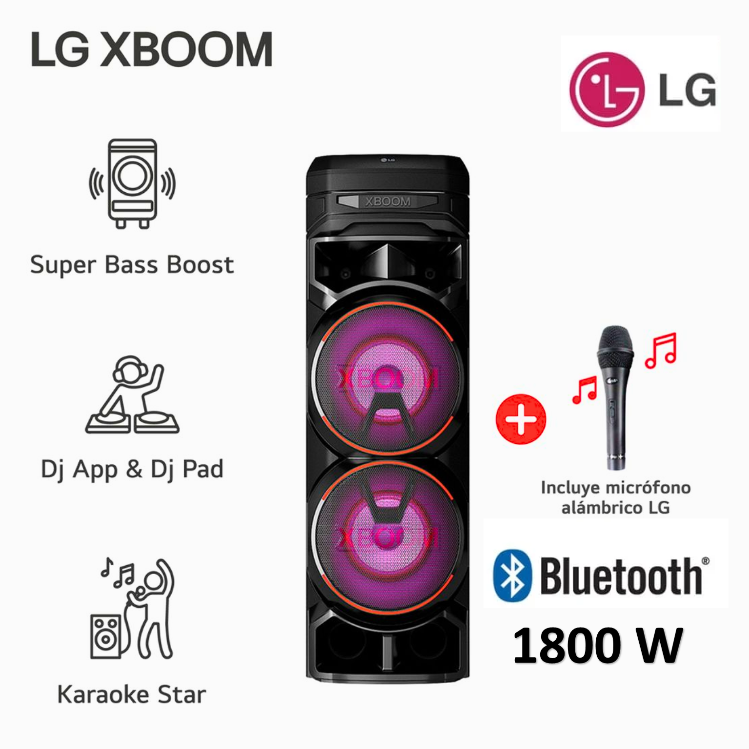 TORRE DE SONIDO LG RNC9 XBOOM MICROFONO INCLUIDO NEGRO - 1